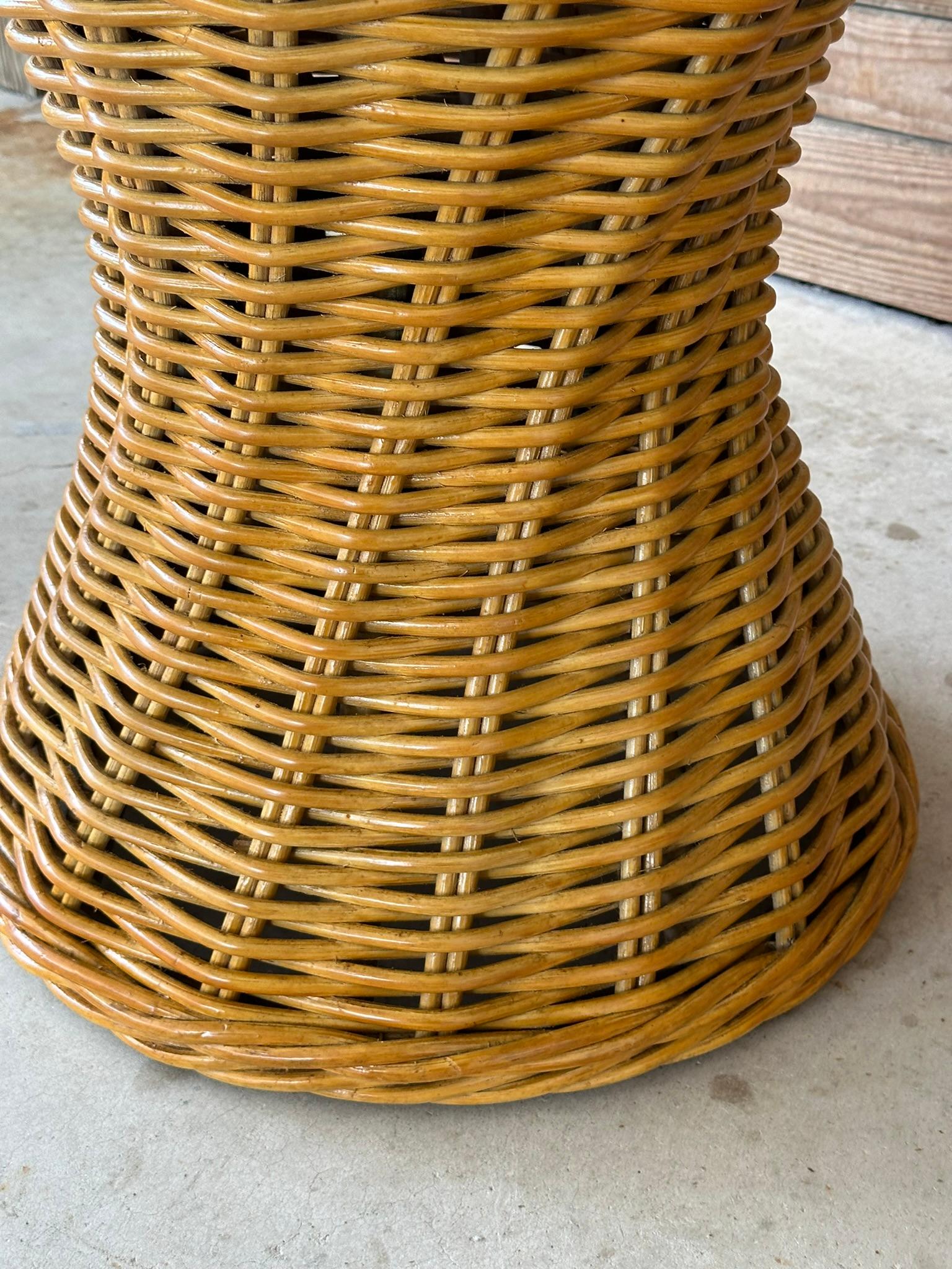 Late 20th Century Coastal Rattan Braid Hourglass Side Tables-Pair 6