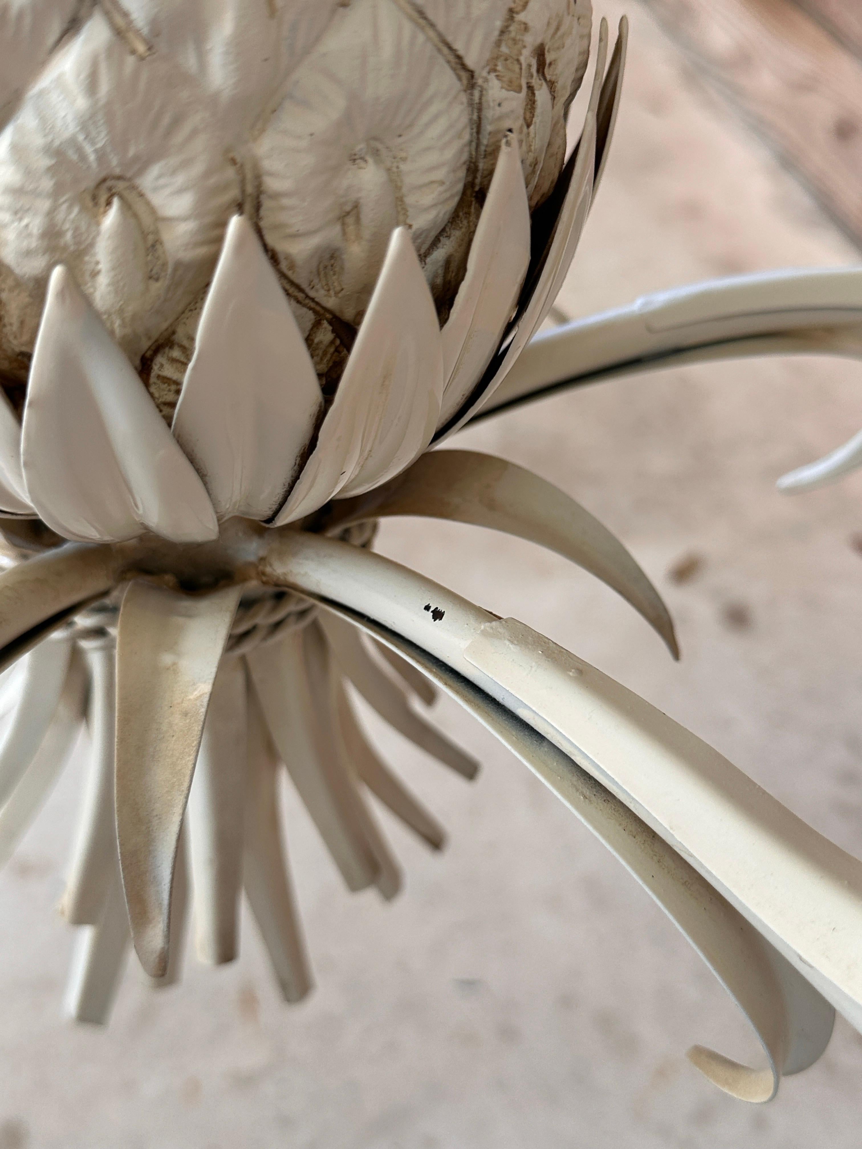 Late 20th Century Coastal Regency Metal Tole Pineapple Chandelier 7