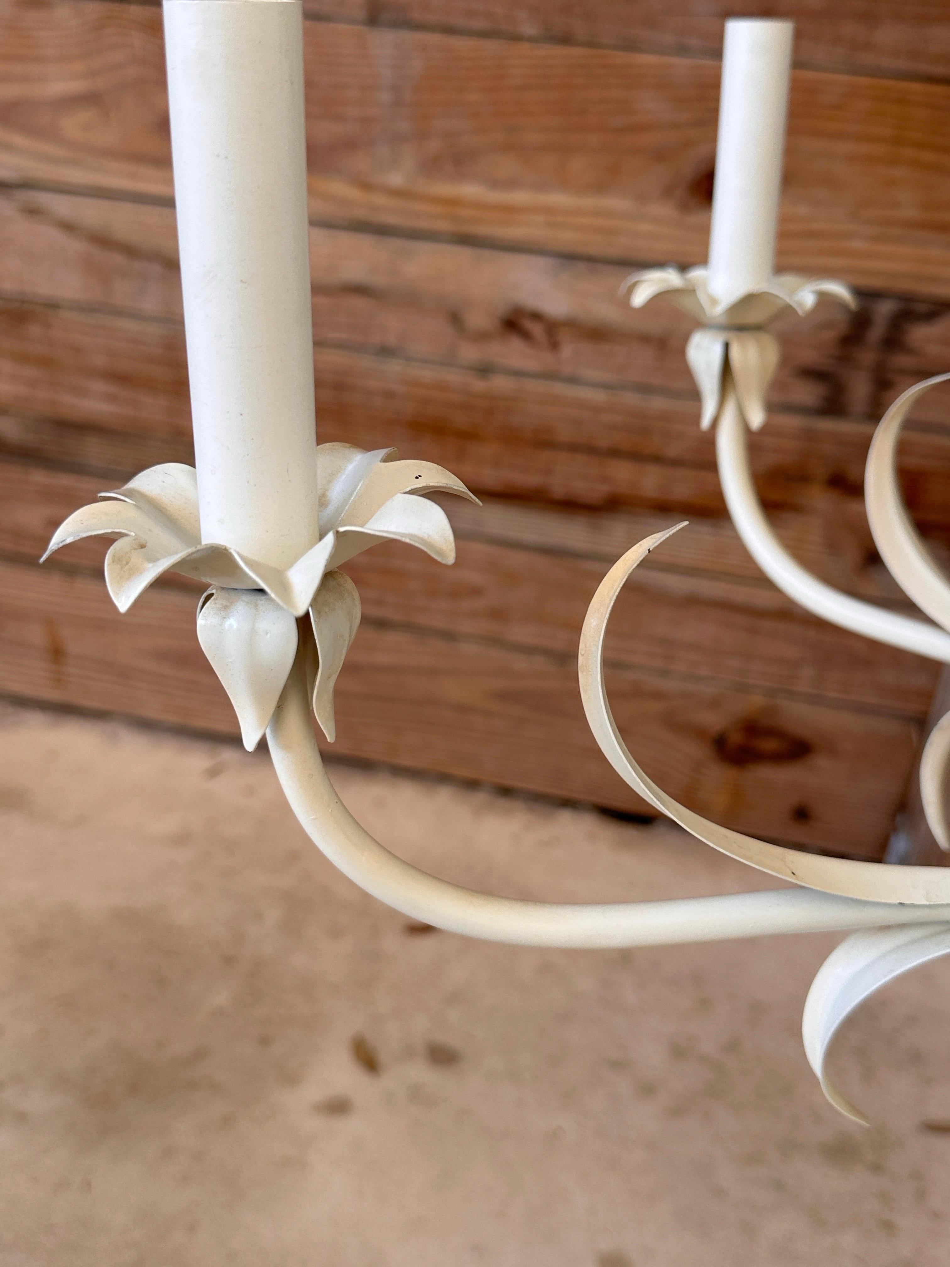 Hand-Crafted Late 20th Century Coastal Regency Metal Tole Pineapple Chandelier