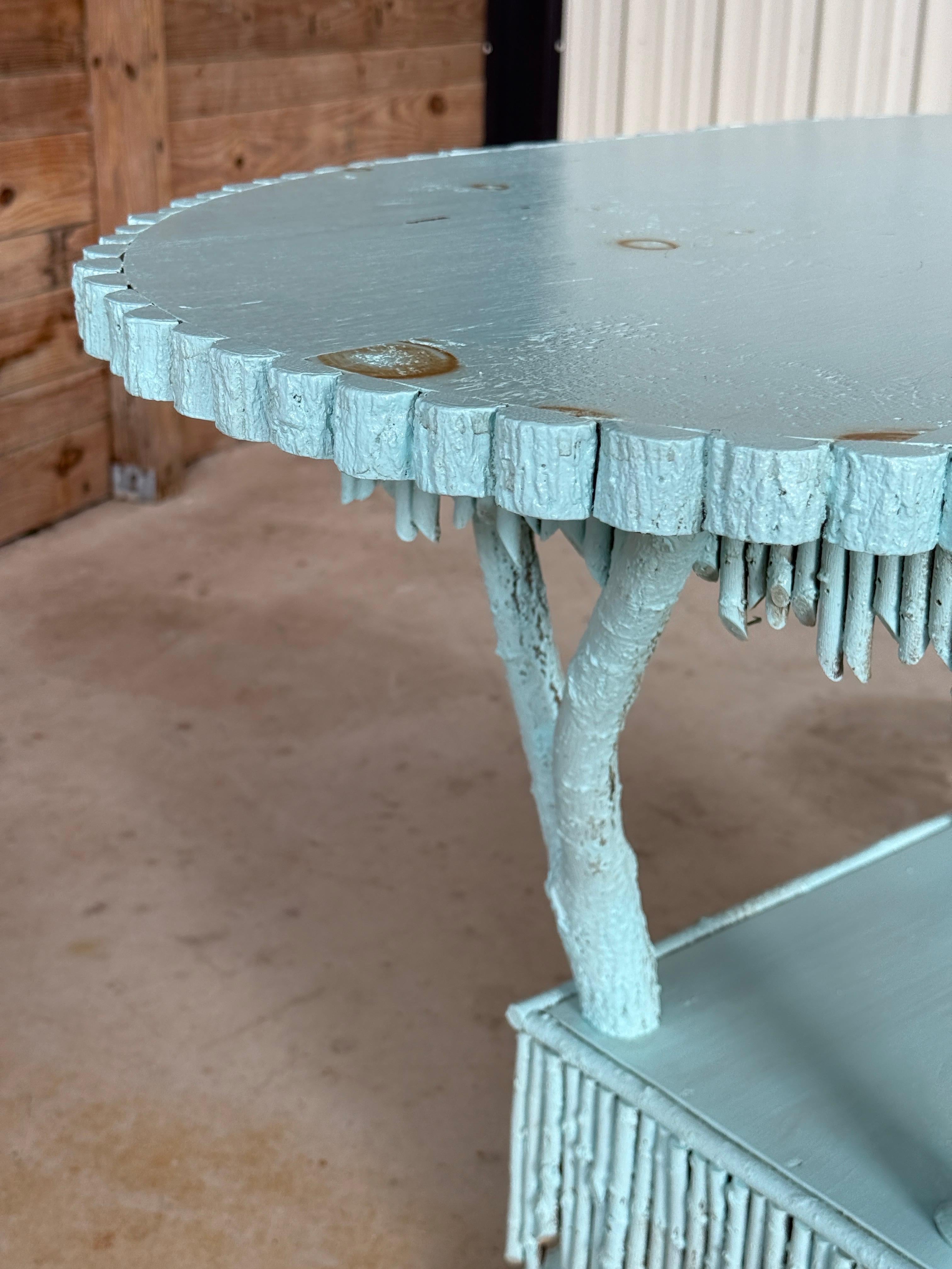 Late 20th Century Coastal Rustic Custom-Made Driftwood and Twig Center Table For Sale 5
