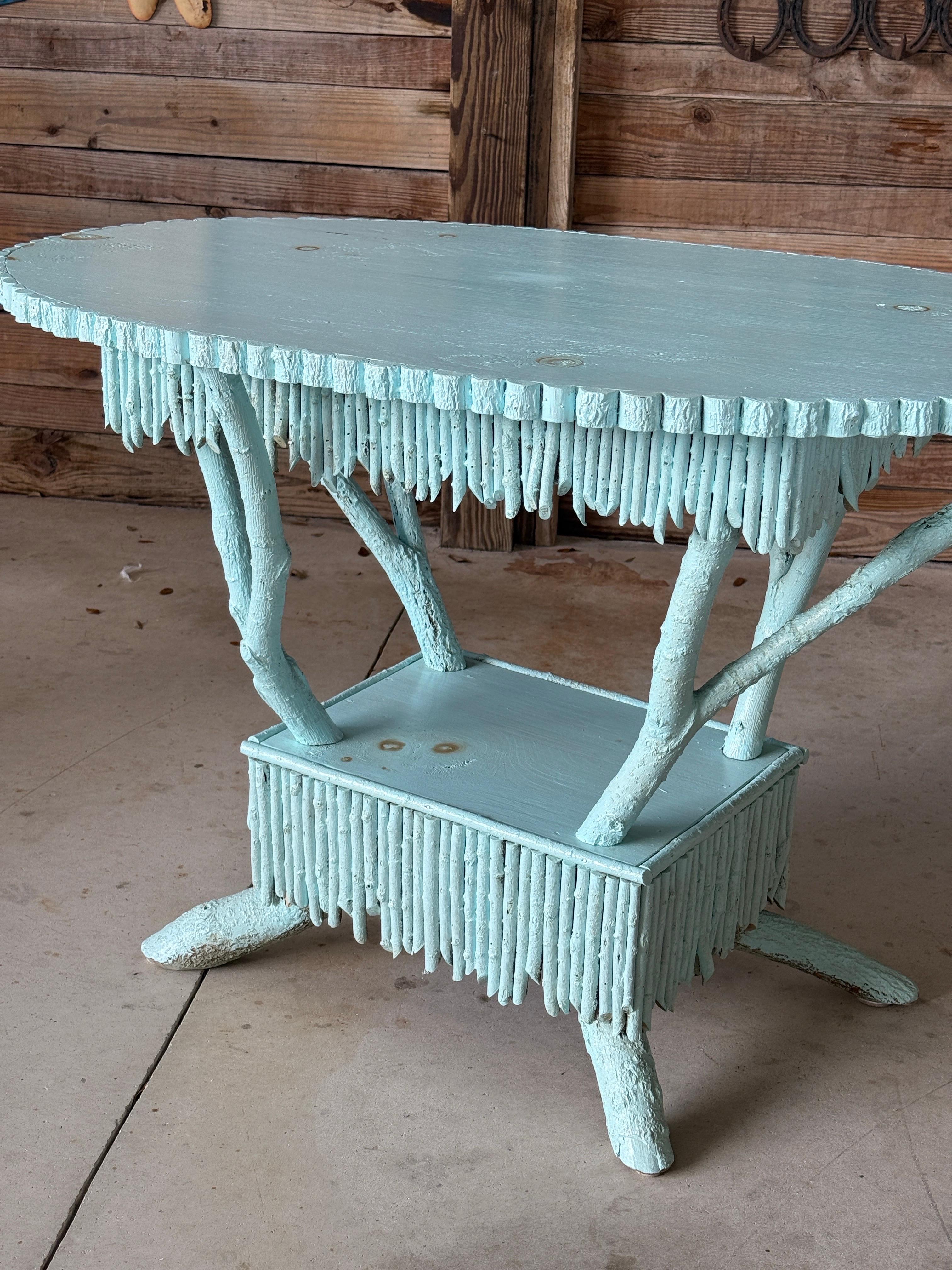 Late 20th Century Coastal Rustic Custom-Made Driftwood and Twig Center Table For Sale 8