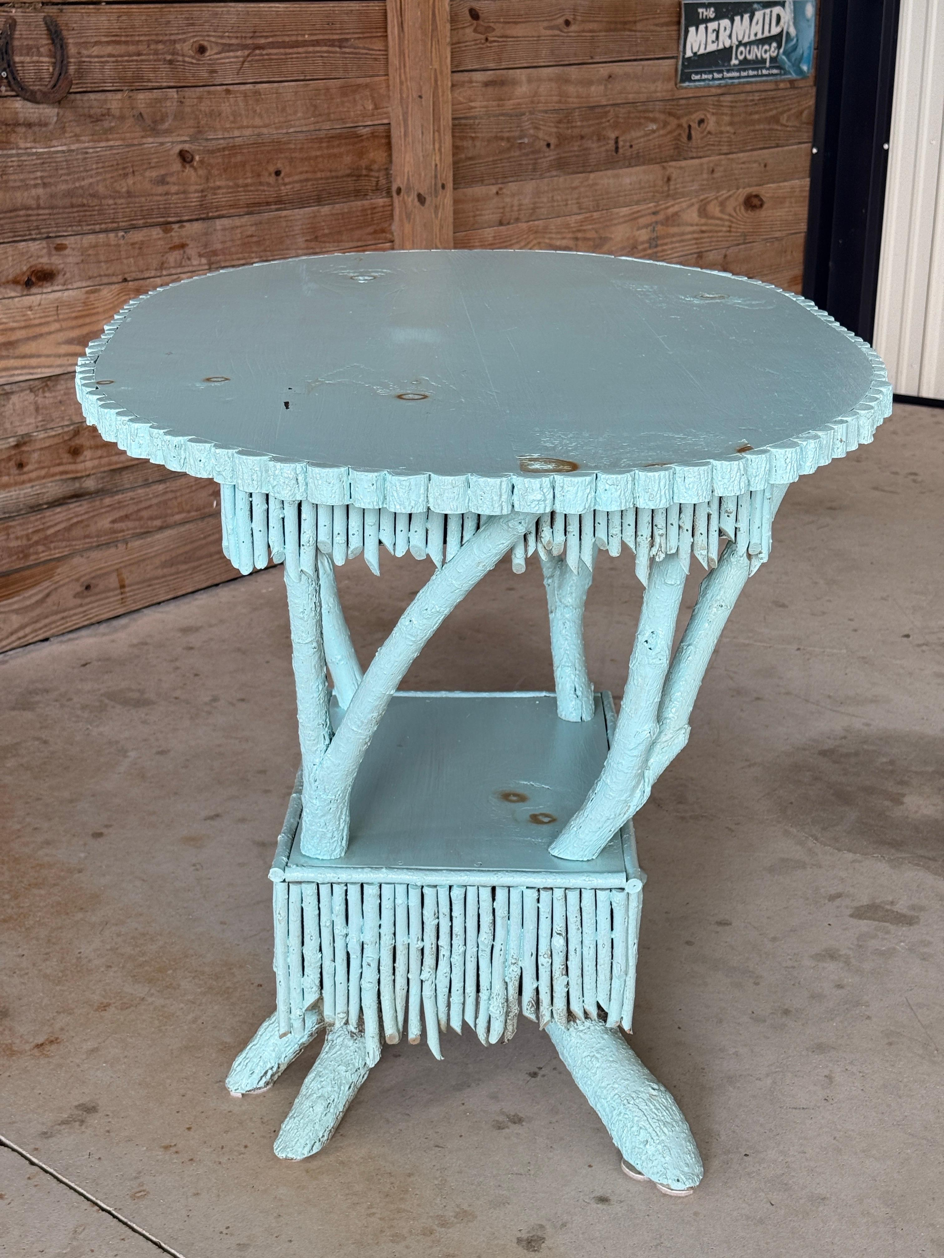Late 20th Century Coastal Rustic Custom-Made Driftwood and Twig Center Table For Sale 9