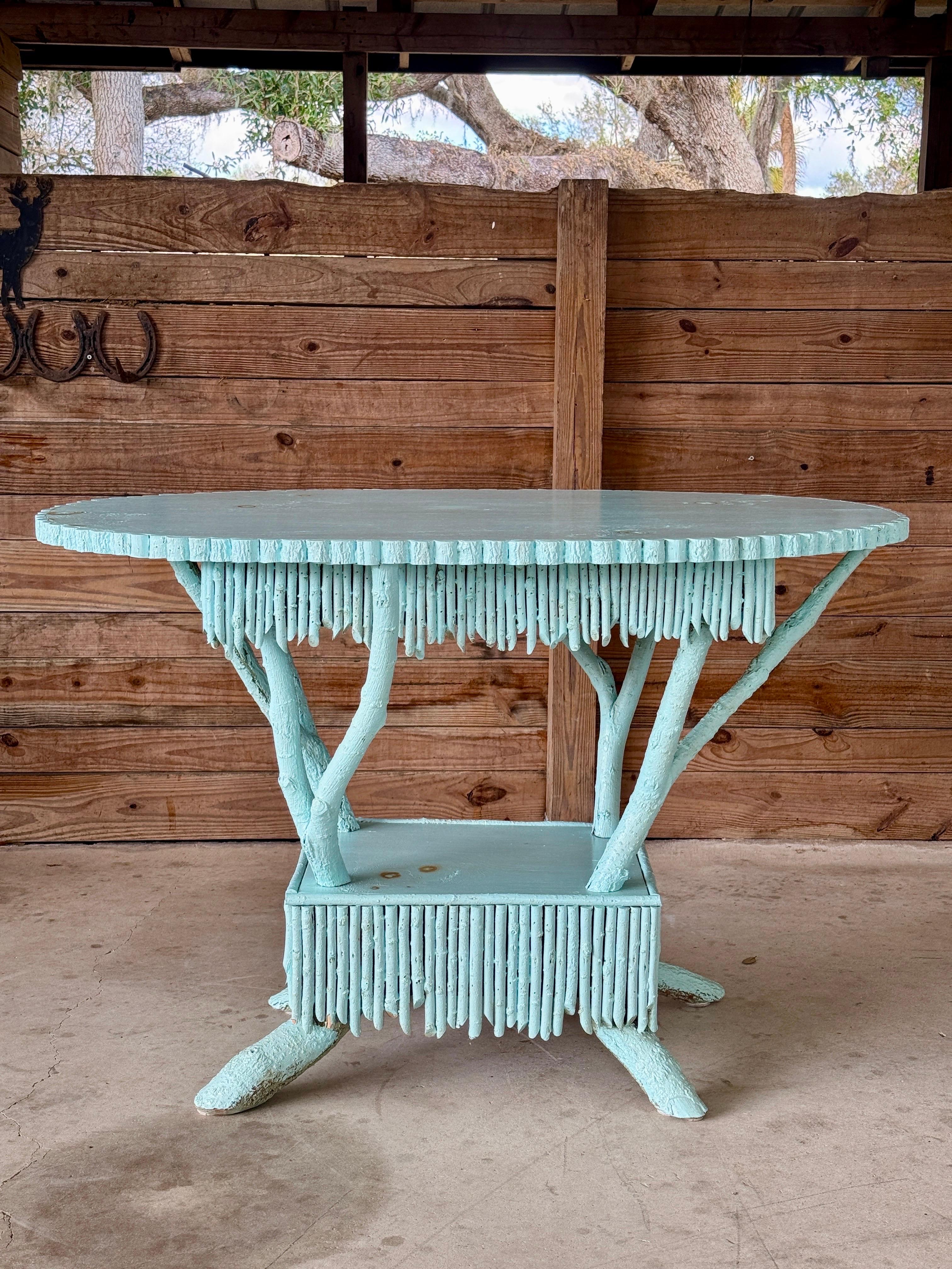 Late 20th Century Coastal Rustic Custom-Made Driftwood and Twig Center Table For Sale 10
