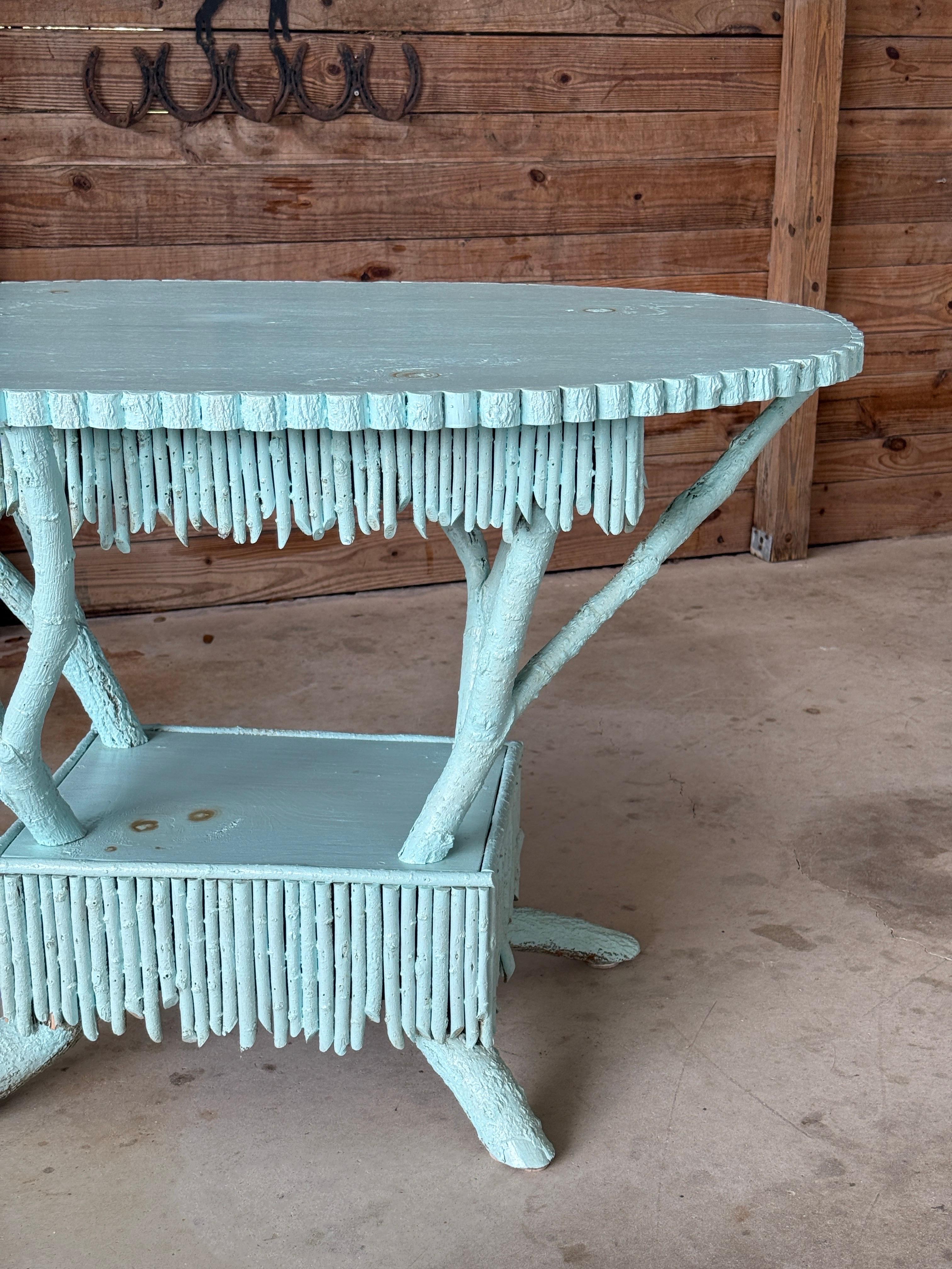 Adirondack Late 20th Century Coastal Rustic Custom-Made Driftwood and Twig Center Table For Sale