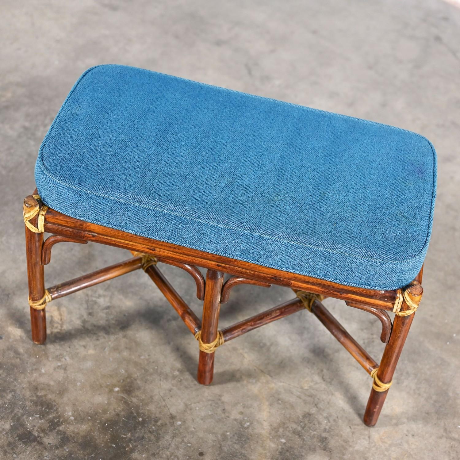 Late 20th Century Coastal Style Bench Rattan & Rawhide Wrapped by McGuire For Sale 4