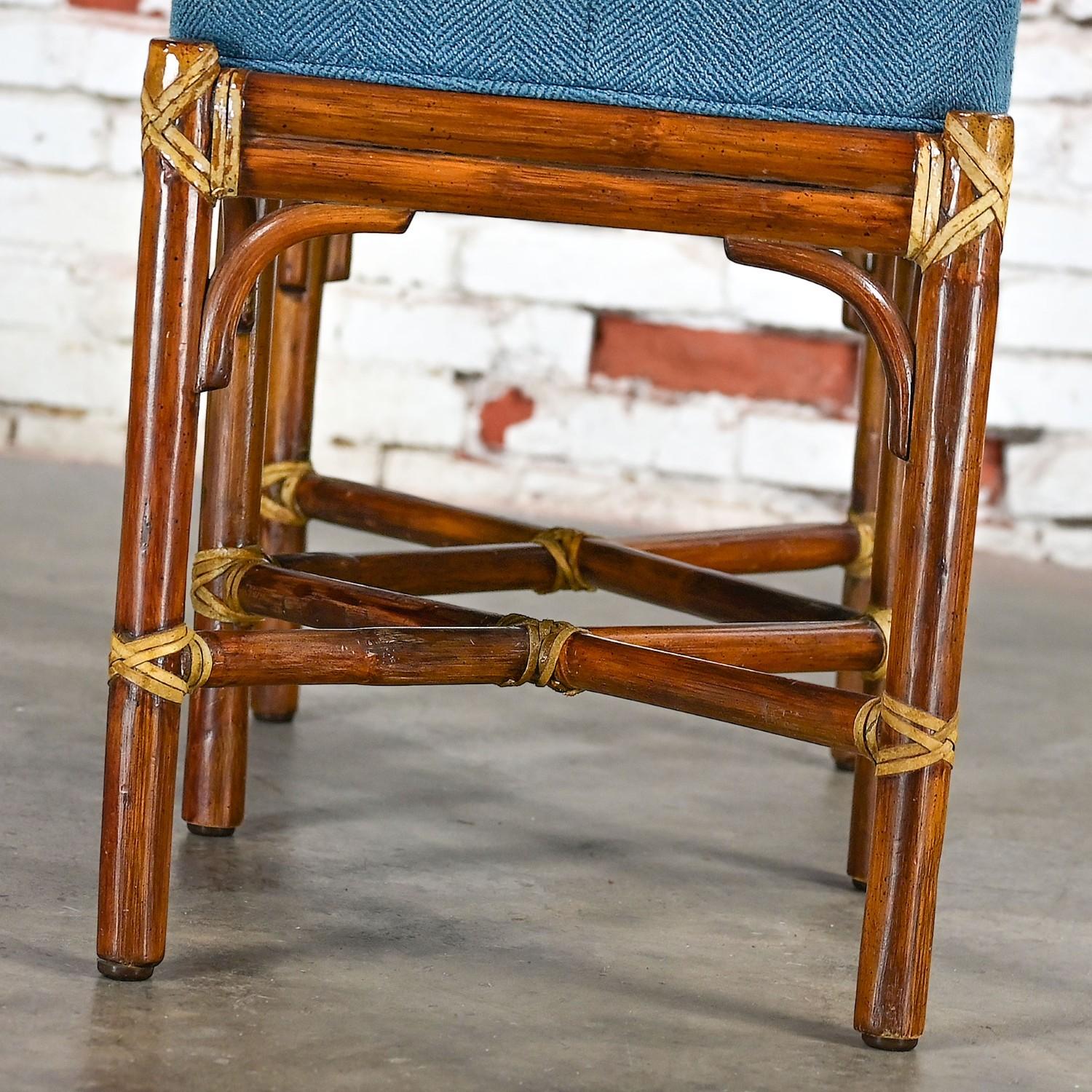 Late 20th Century Coastal Style Bench Rattan & Rawhide Wrapped by McGuire For Sale 1