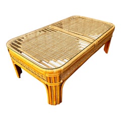 Late 20th Century Coastal Style Weaved Rattan Coffee Table, circa 1980s