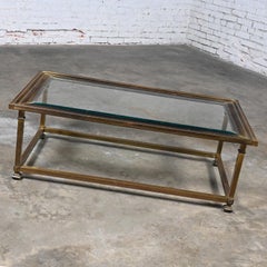 Late 20th Century Coffee Table Style Mastercraft Rectangular Antique Brass Frame
