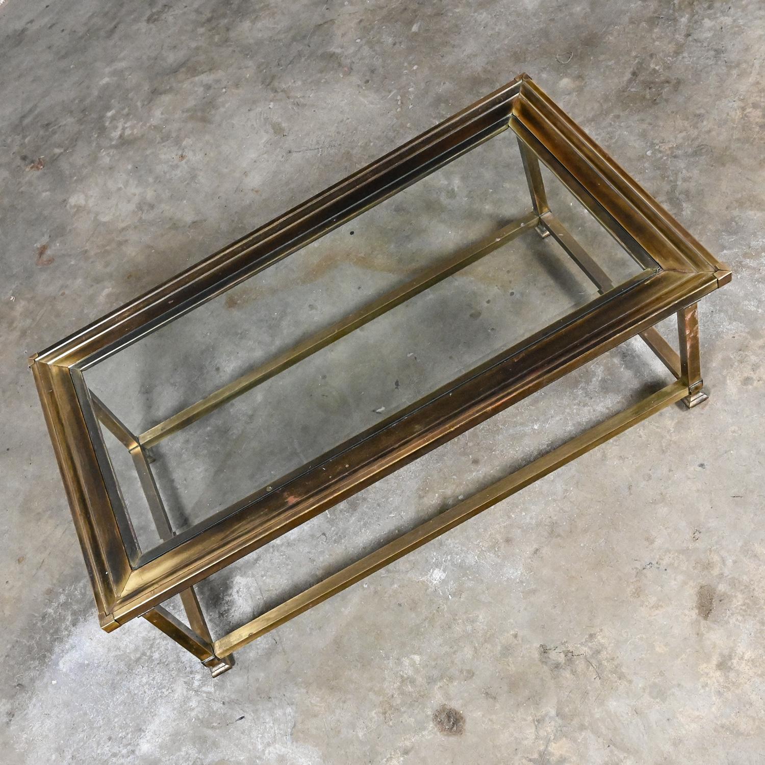 Unknown Late 20th Century Coffee Table Style Mastercraft Rectangular Antique Brass Frame For Sale