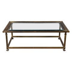 Late 20th Century Coffee Table Style Mastercraft Rectangular Antique Brass Frame