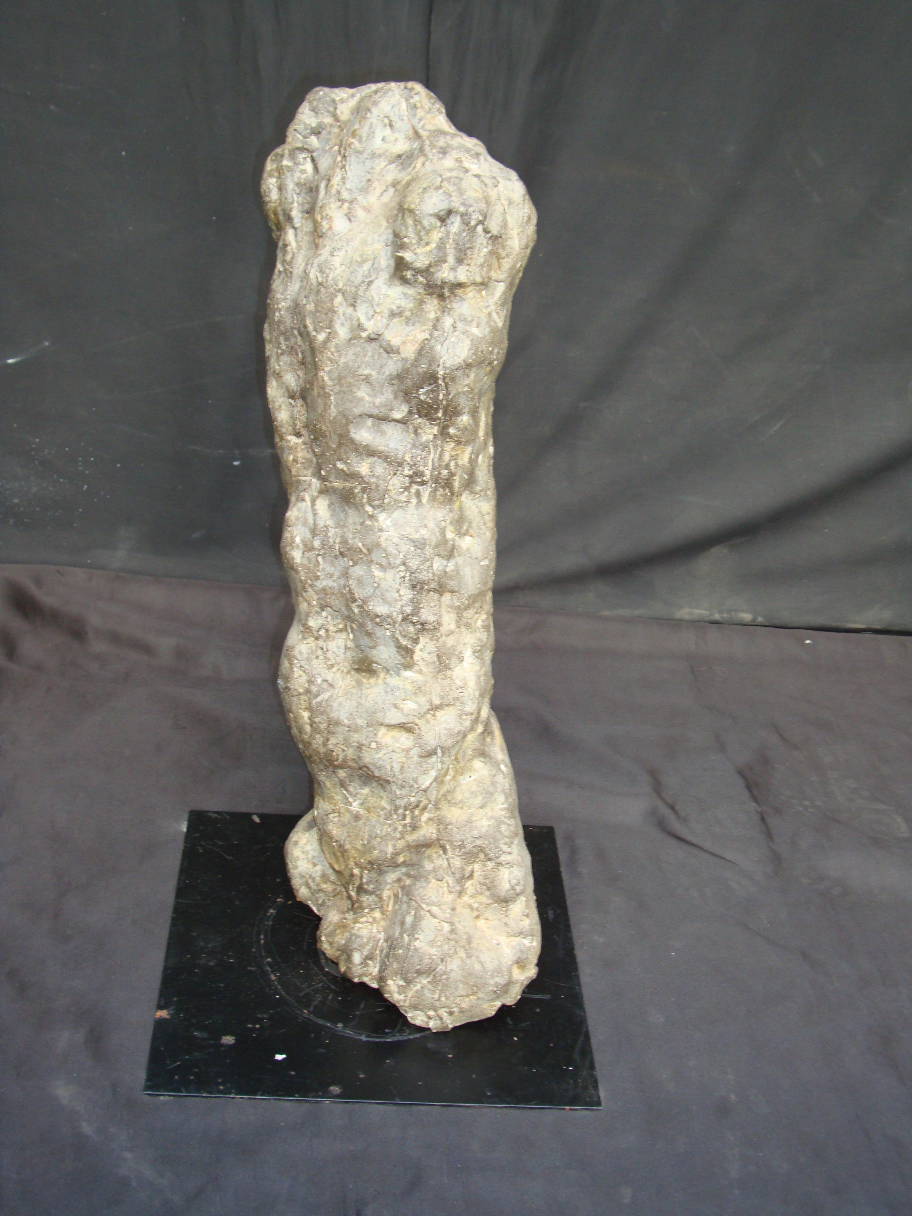 Mid-Century Modern Late 20th Century, Composite Cements Materials Male Torso on Iron Base For Sale