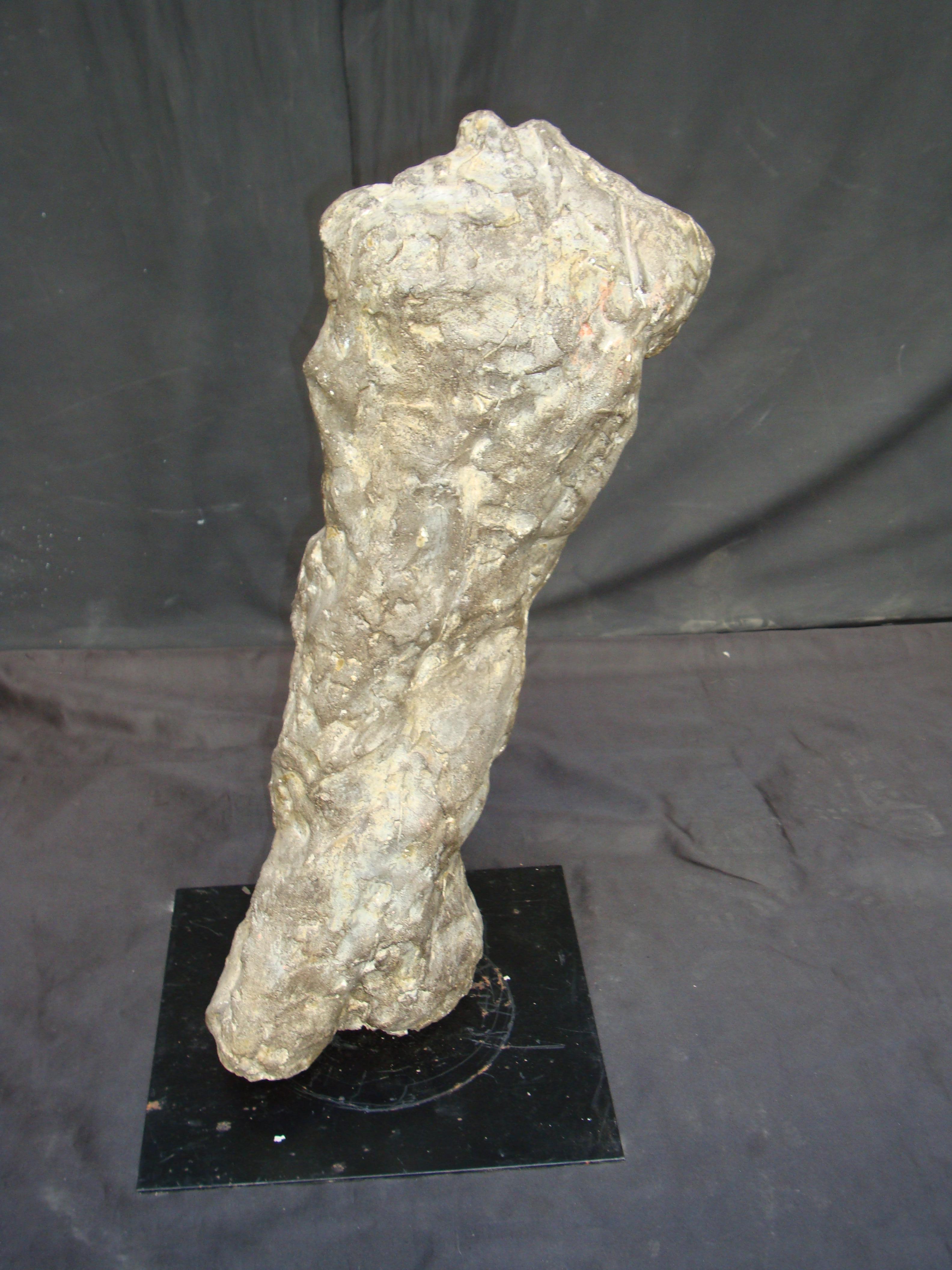 Italian Late 20th Century, Composite Cements Materials Male Torso on Iron Base For Sale