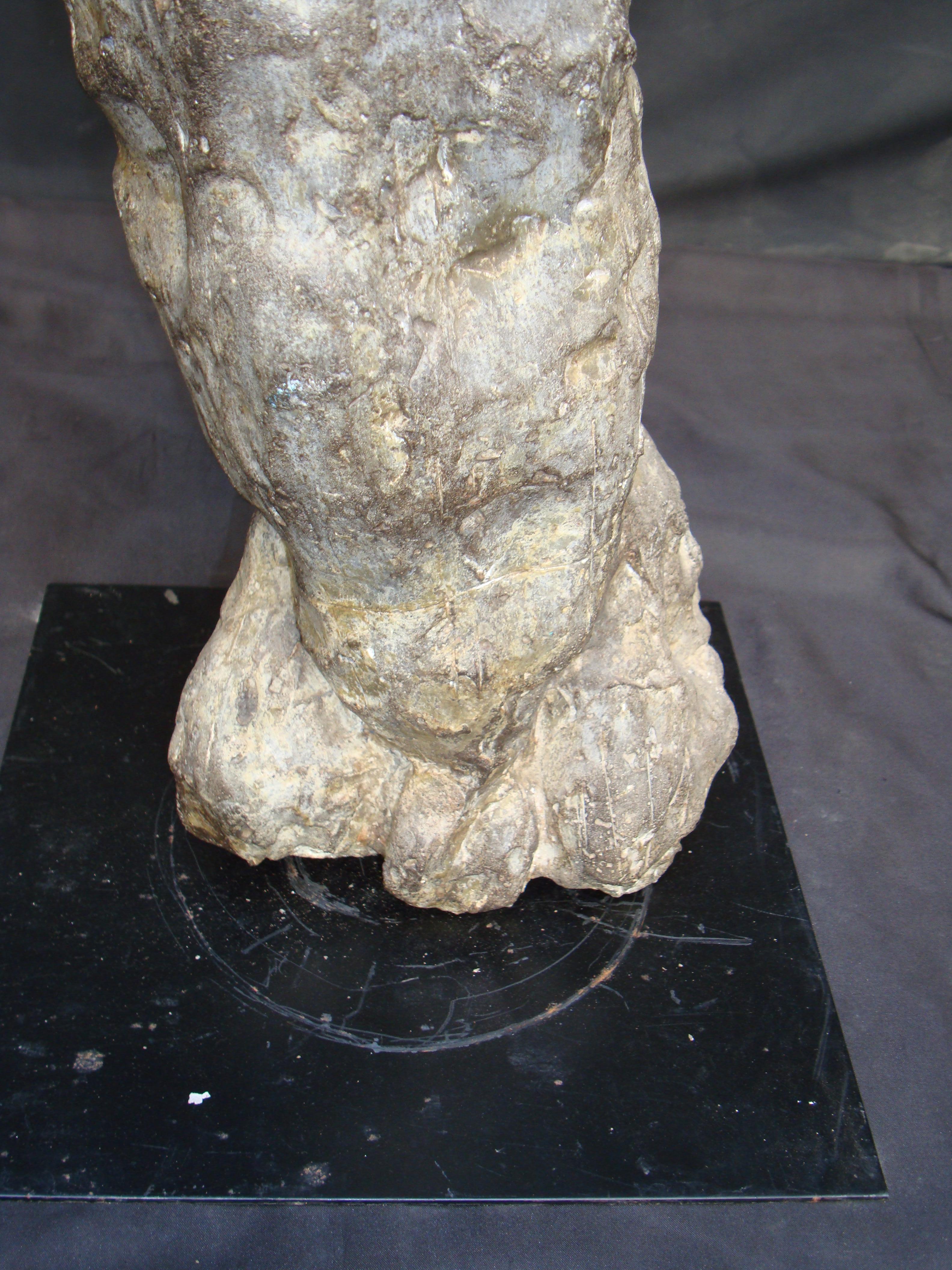 Late 20th Century, Composite Cements Materials Male Torso on Iron Base In Good Condition For Sale In Milano, IT