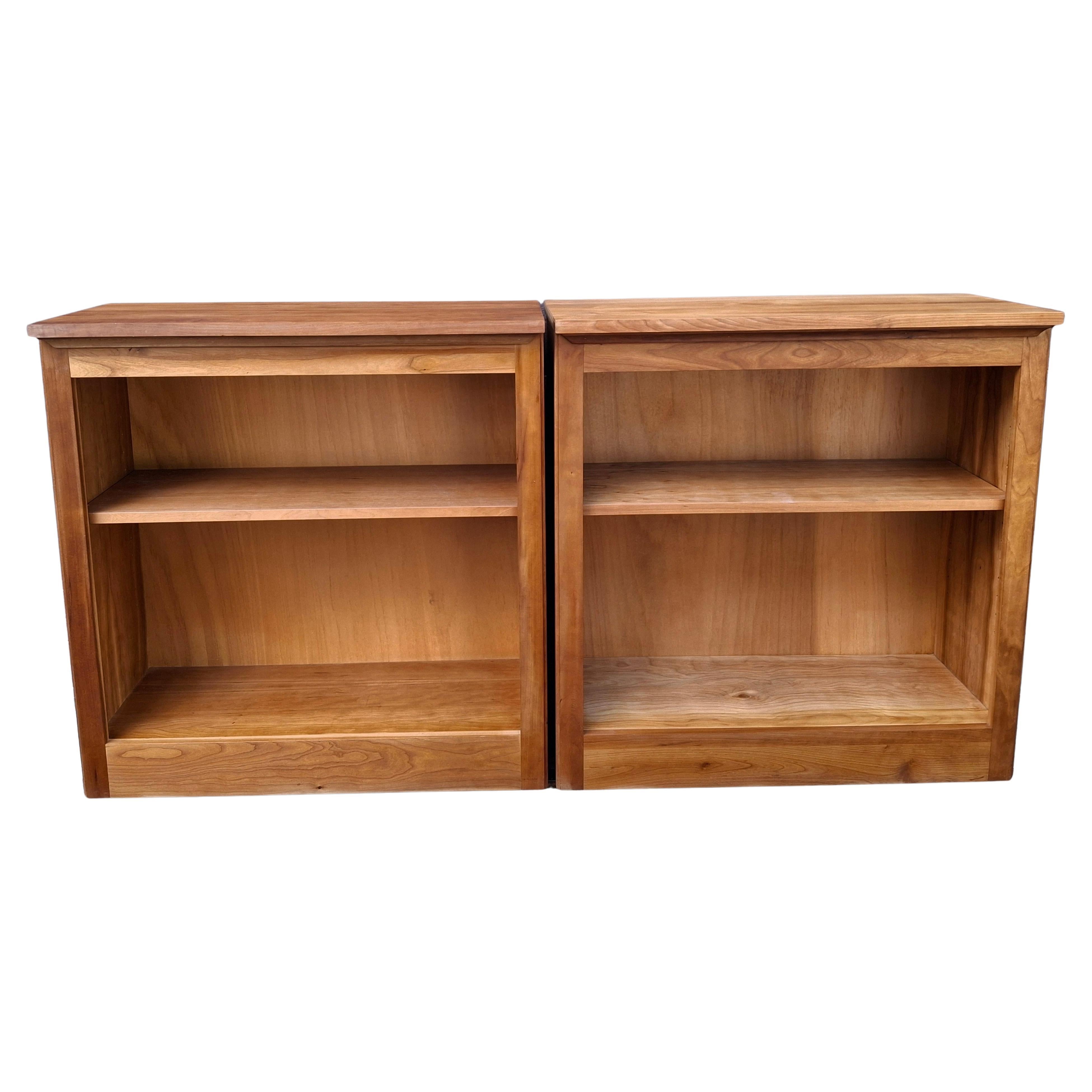Late 20th Century Contemporary Fruitwood Low Adjustable Shelf Bookcase