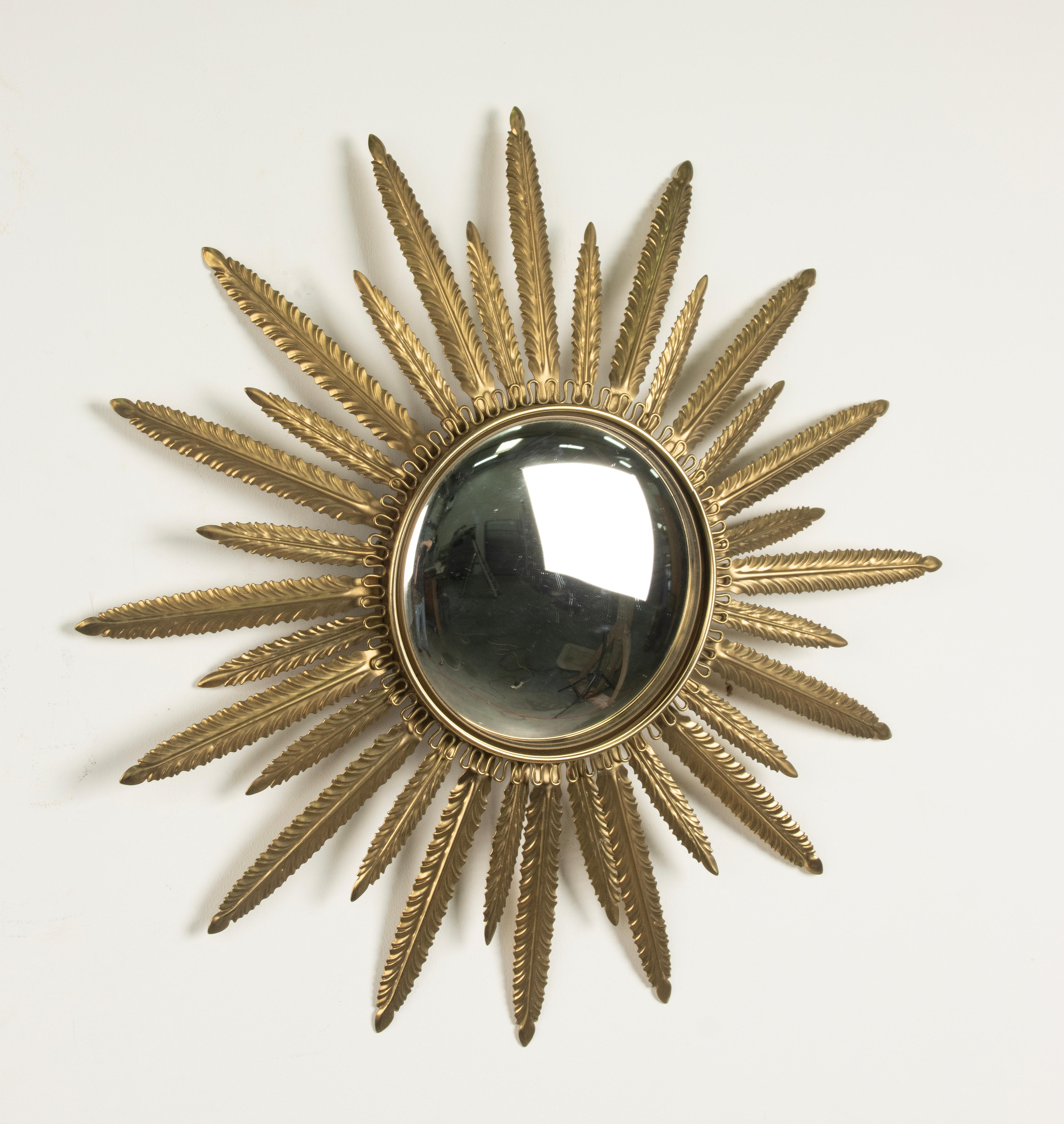 Specchio Sunburst della fine del XX secolo color rame Foglie in vendita 4