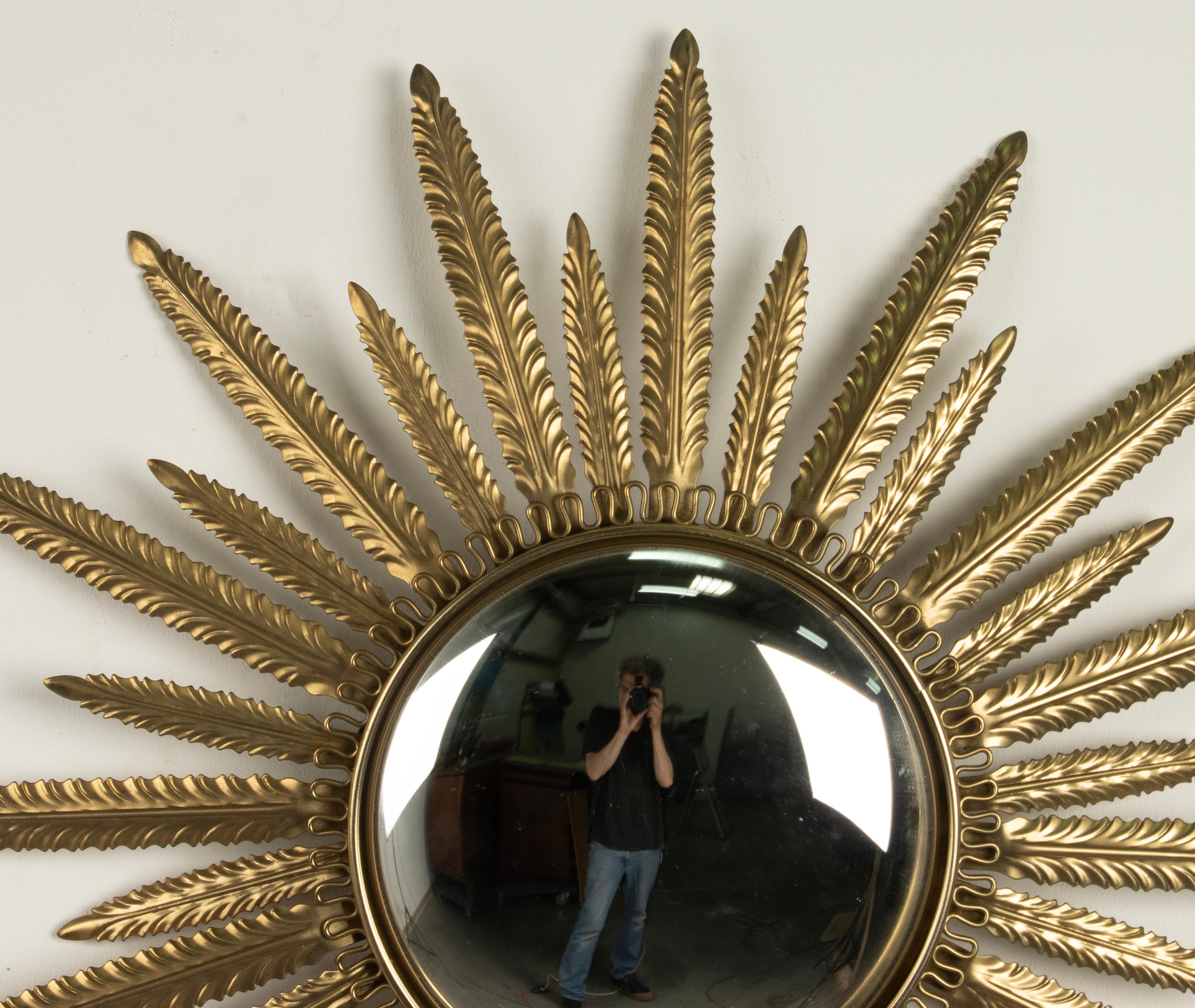 Late 20th Century Copper colored Sunburst mirror Leaves For Sale 6