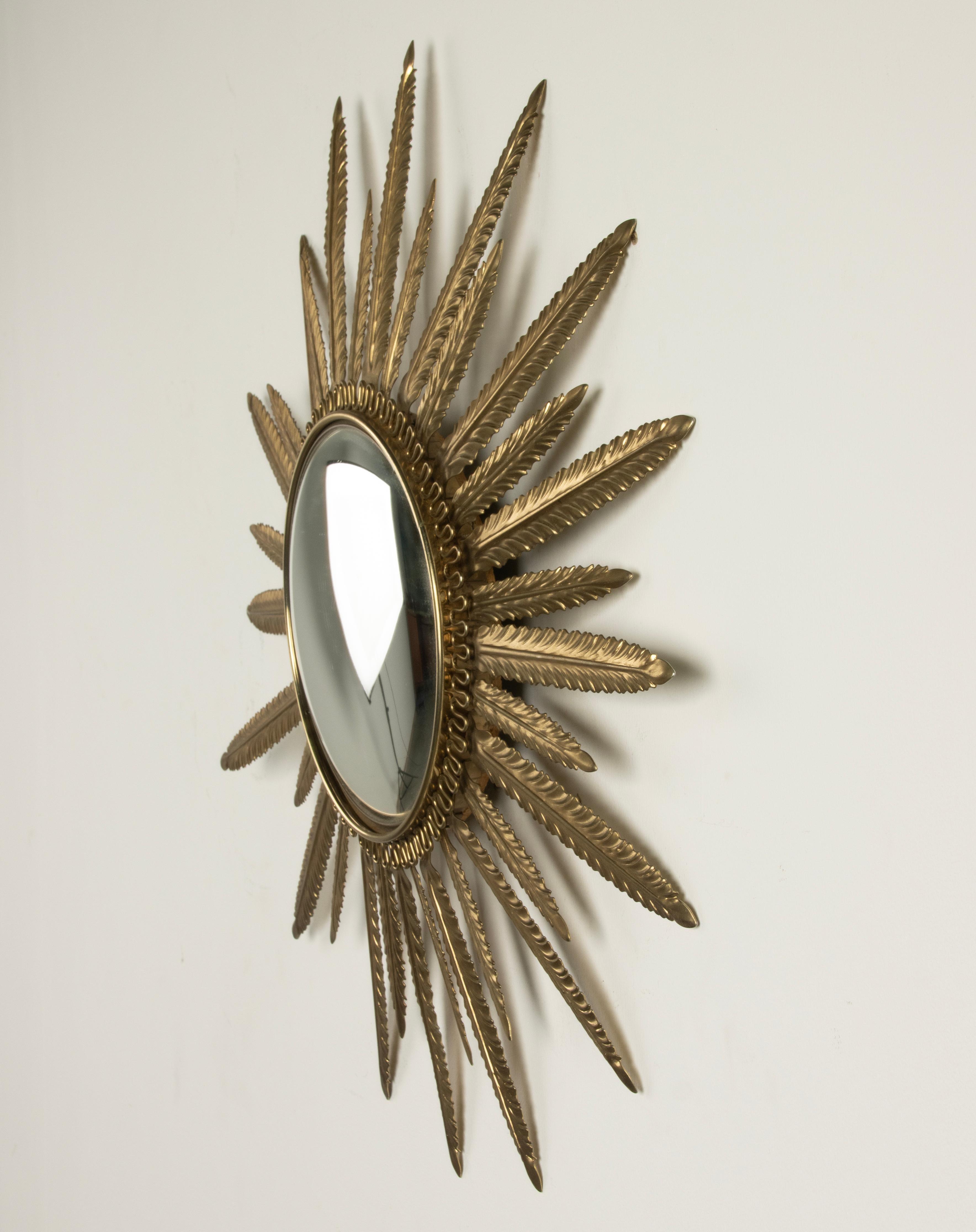 Mid-20th Century Late 20th Century Copper colored Sunburst mirror Leaves For Sale