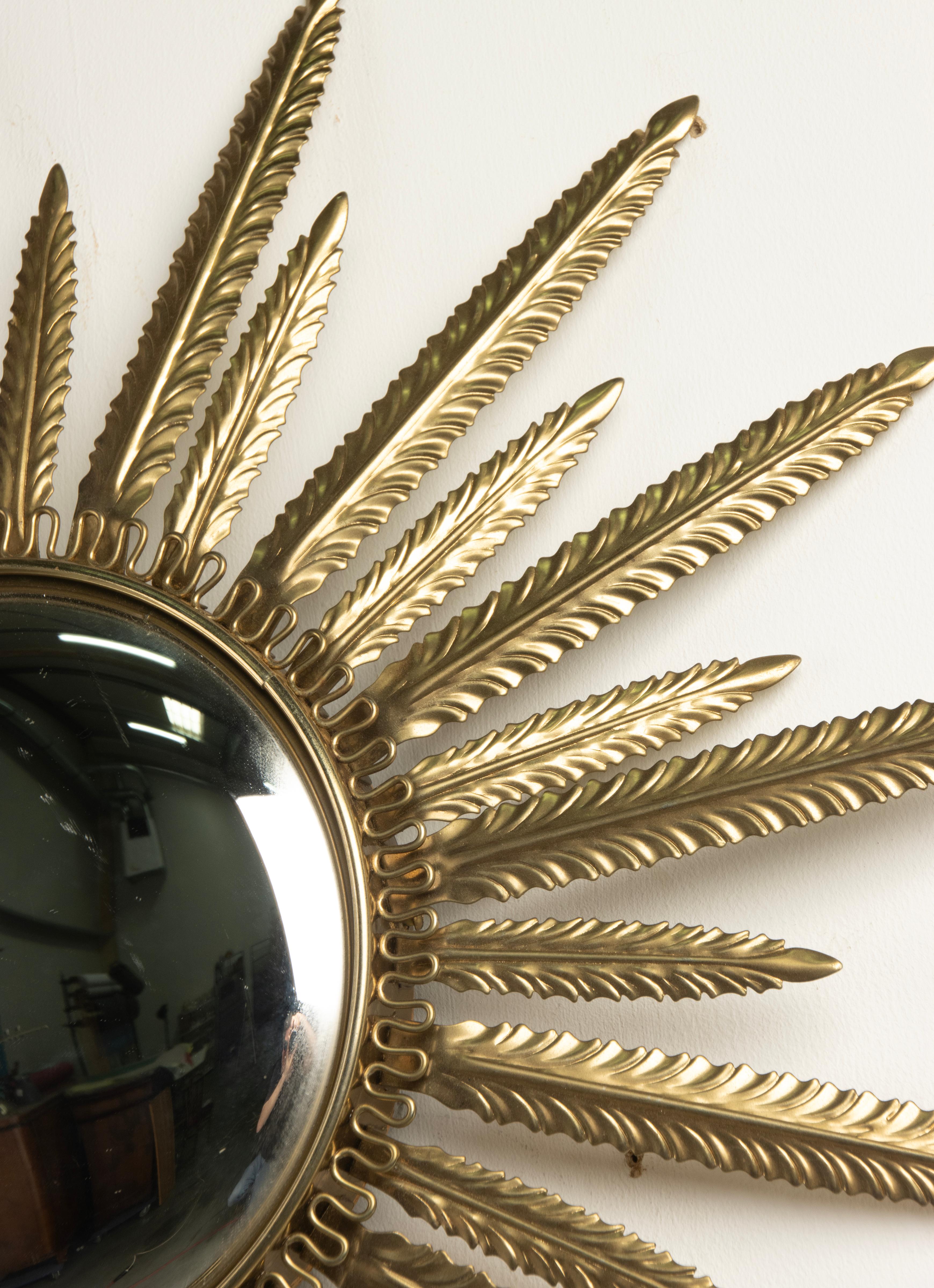 Late 20th Century Copper colored Sunburst mirror Leaves For Sale 2