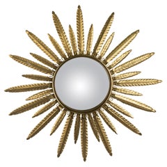 Hojas de espejo Sunburst de color cobre de finales del siglo XX