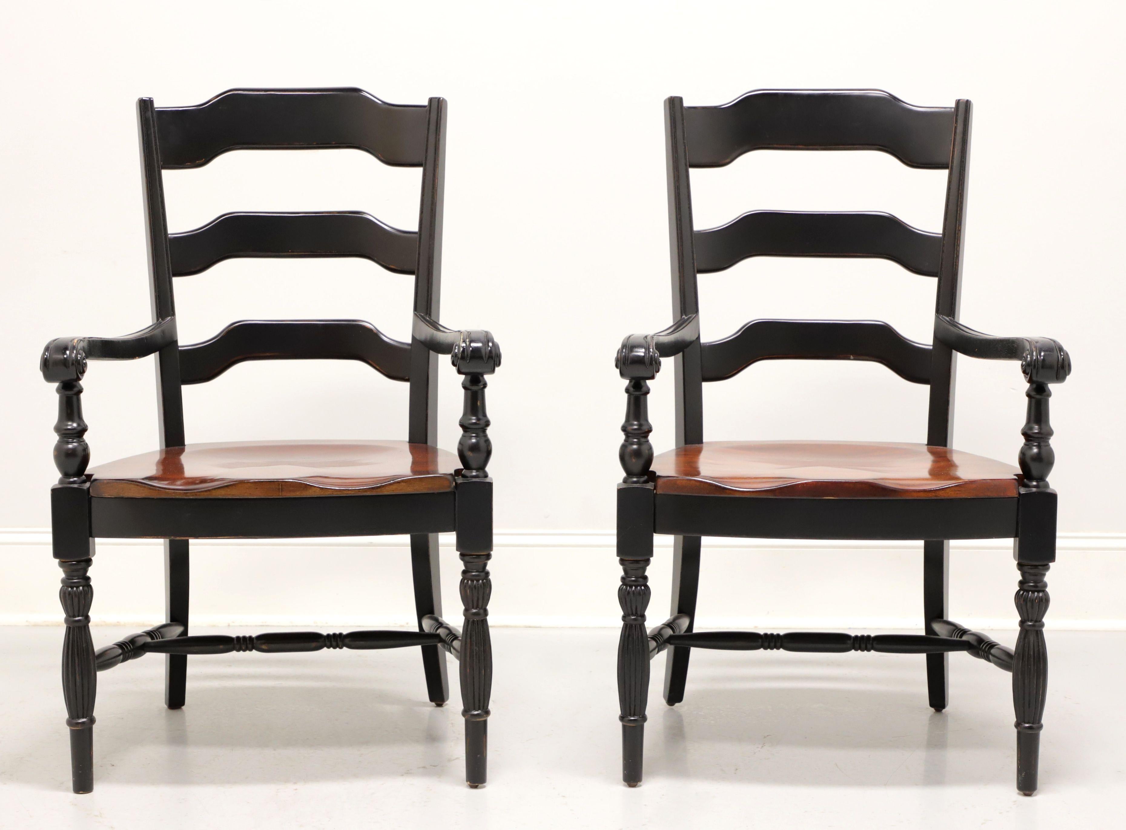 Rustic Late 20th Century Cottage Farmhouse Dining Armchairs - Pair For Sale