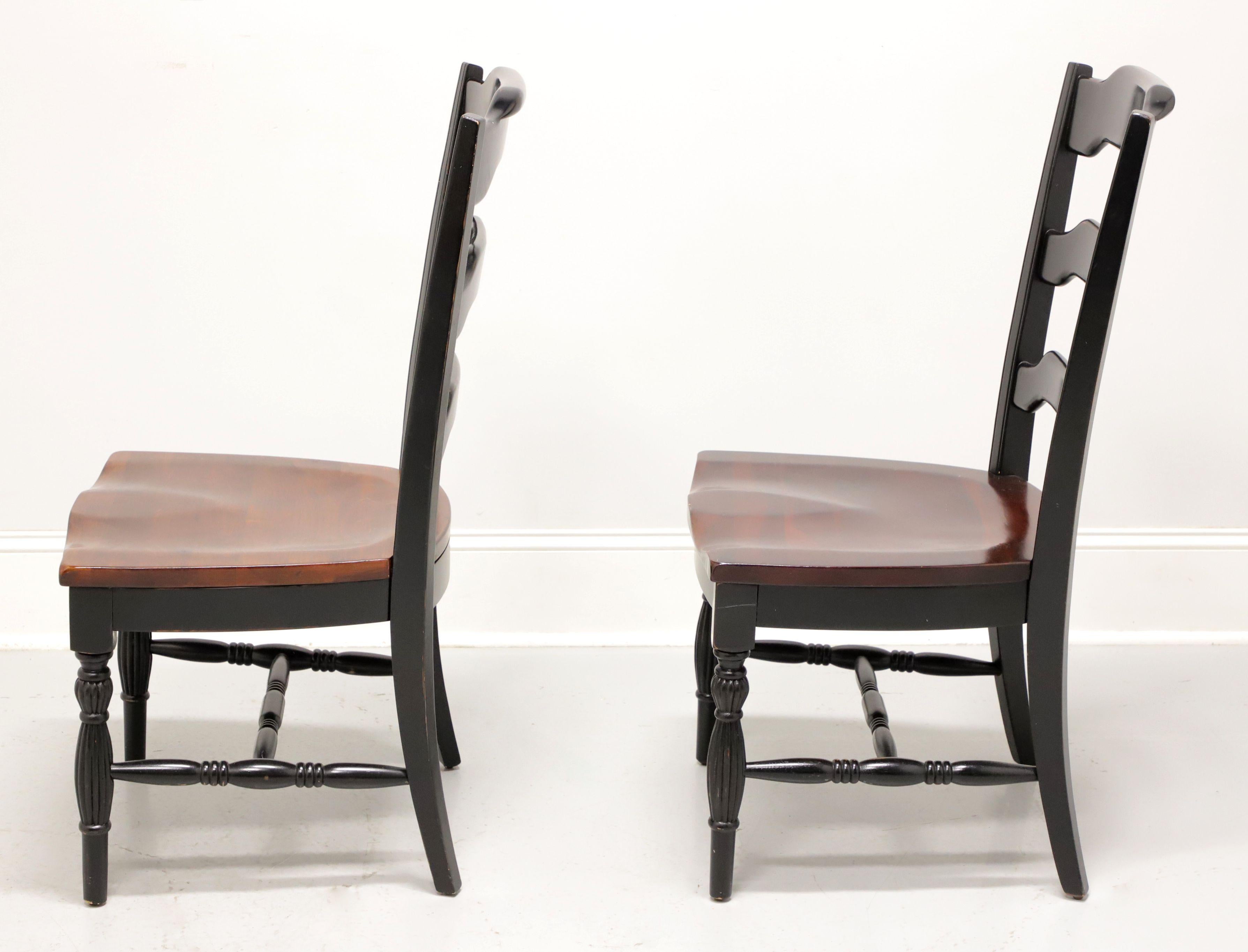Hardwood Late 20th Century Cottage Farmhouse Dining Side Chairs - Pair B For Sale