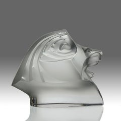 Late 20th Century Crystal Glass Paper weight "Tête de Lion" by Marc Lalique
