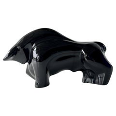 Late 20th Century Cubist Ceramic Bull Sculpture