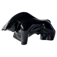 Vintage Late 20th Century Cubist Ceramic Bull Sculpture