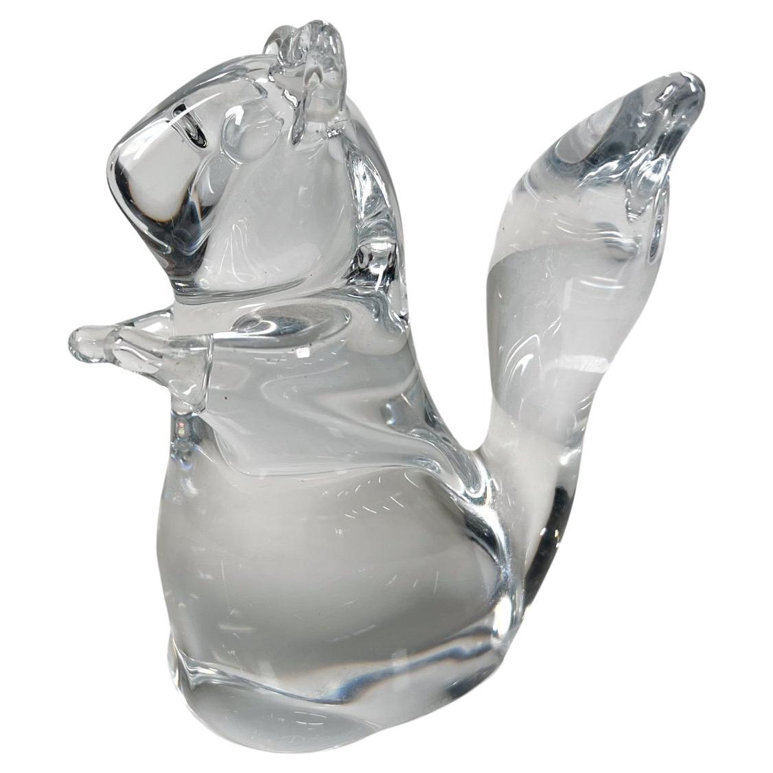 Late 20th Century Daum France Art Crystal Sculpture Squirrel Figurine