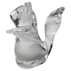 Vintage Late 20th Century Daum France Art Crystal Sculpture Squirrel Figurine