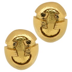 Late 20th Century David Webb Hammered 18 Karat Yellow Gold Earclip Earrings