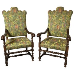 decorative armchairs Vintage Late 20th Century Decorative Pair of Tapestry Upholstered Armchairs