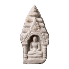 Late 20th century Dhyana mudra Marble Buddha statue from Thailand