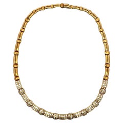 Late-20th Century Diamond 18 Karat Yellow Gold Ribbed Collar Necklace