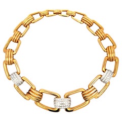 Ende des 20. Jahrhunderts Diamant 18 Karat Gelbgold Statement Choker Link Halskette