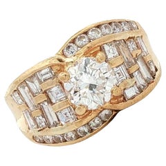 Diamant-Cocktailring aus 18 Karat Gelbgold aus dem späten 20. Jahrhundert