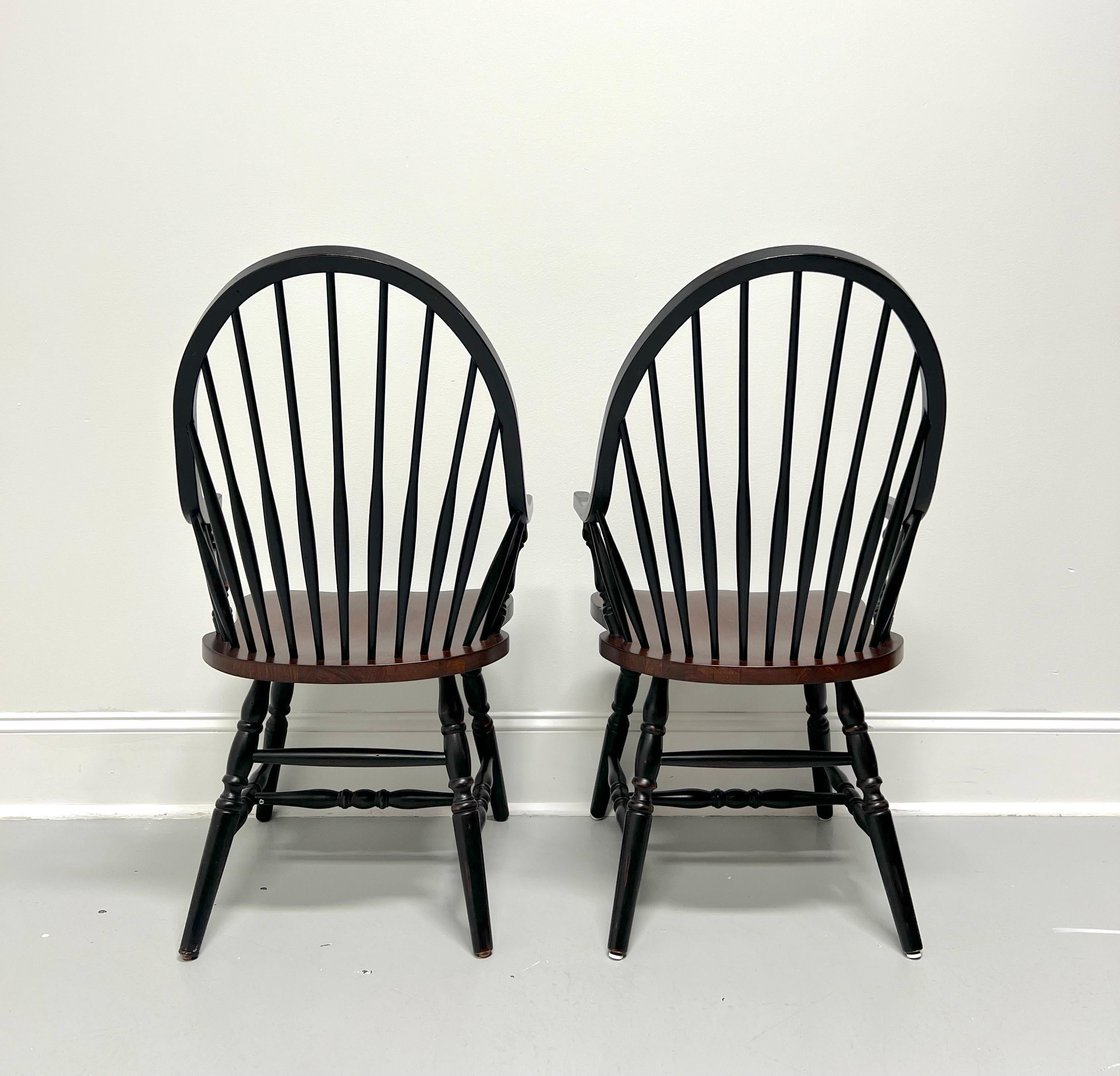 American Late 20th Century Distressed Black Windsor Armchairs - Pair For Sale