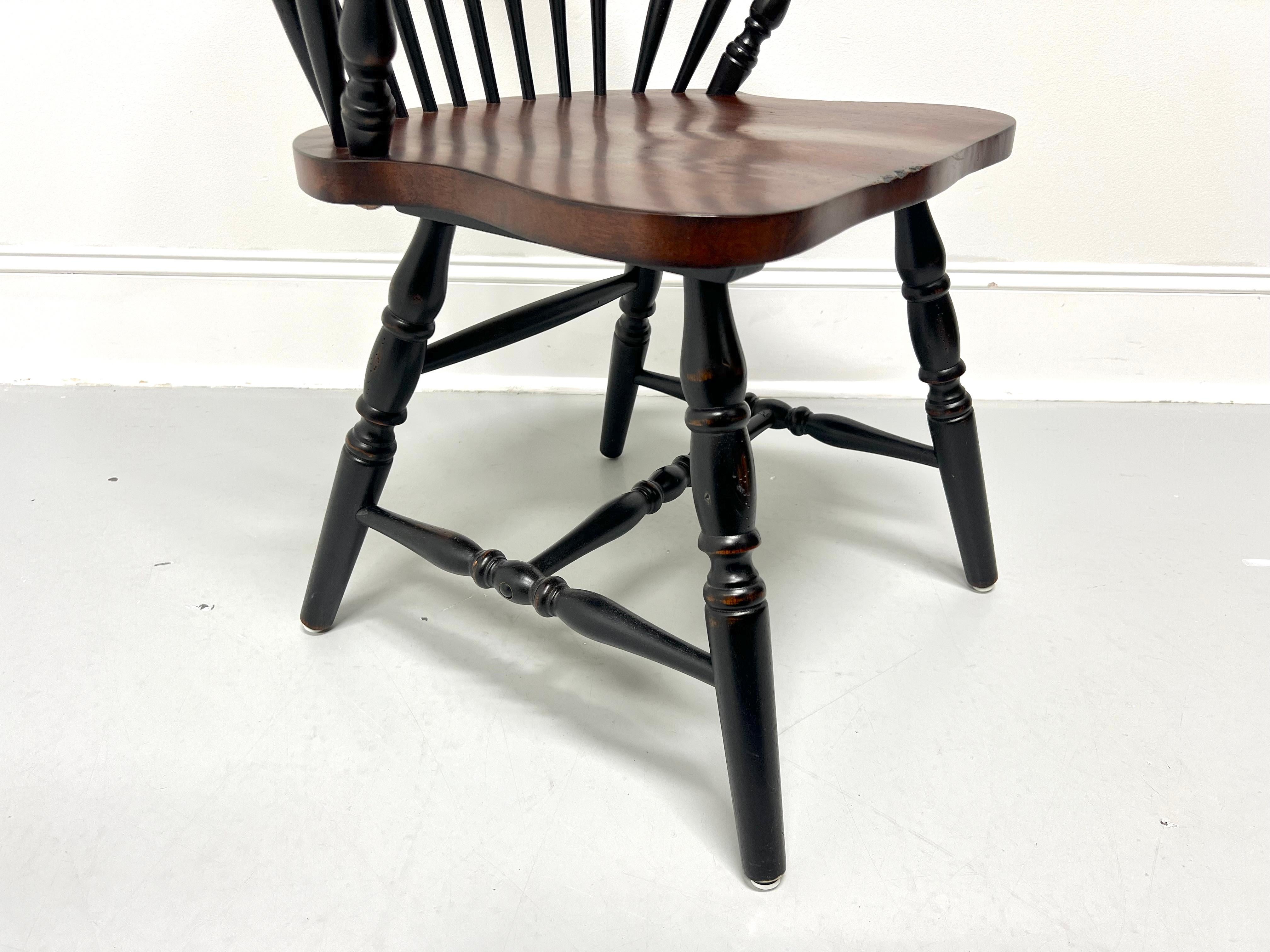 Late 20th Century Distressed Black Windsor Armchairs - Pair For Sale 2