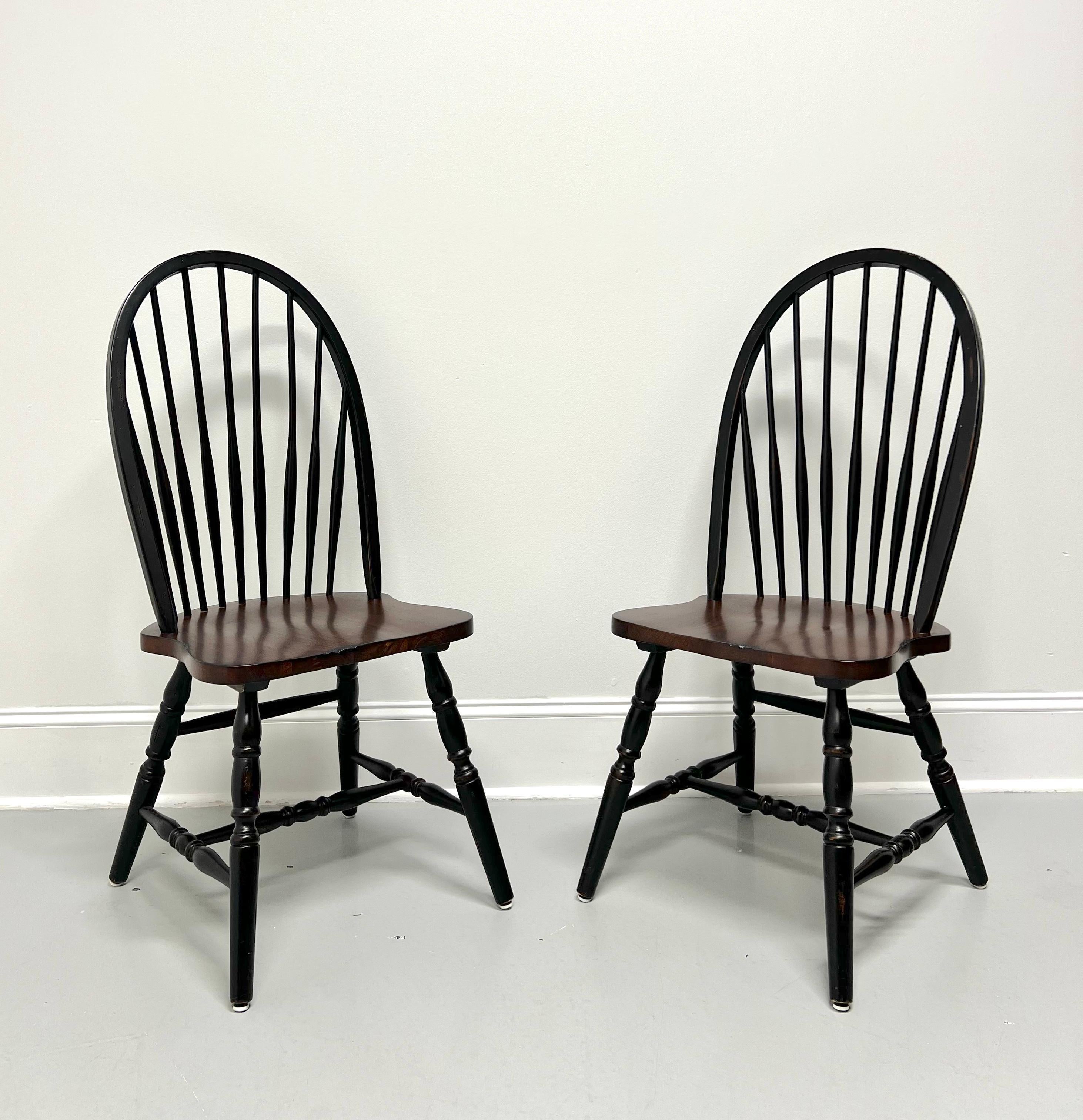Late 20th Century Distressed Black Windsor Side Chairs - Pair A For Sale 4
