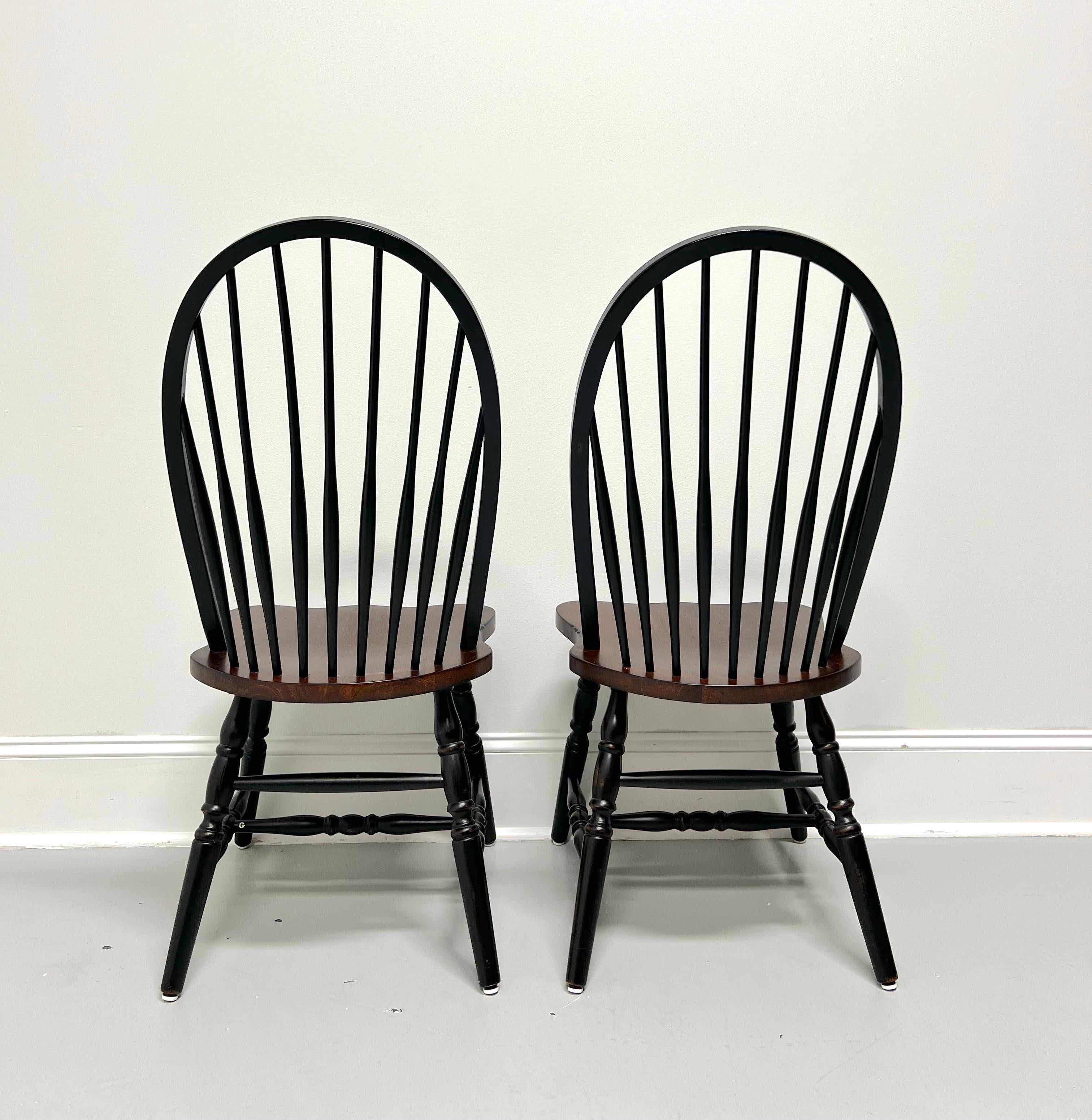 American Late 20th Century Distressed Black Windsor Side Chairs - Pair A For Sale