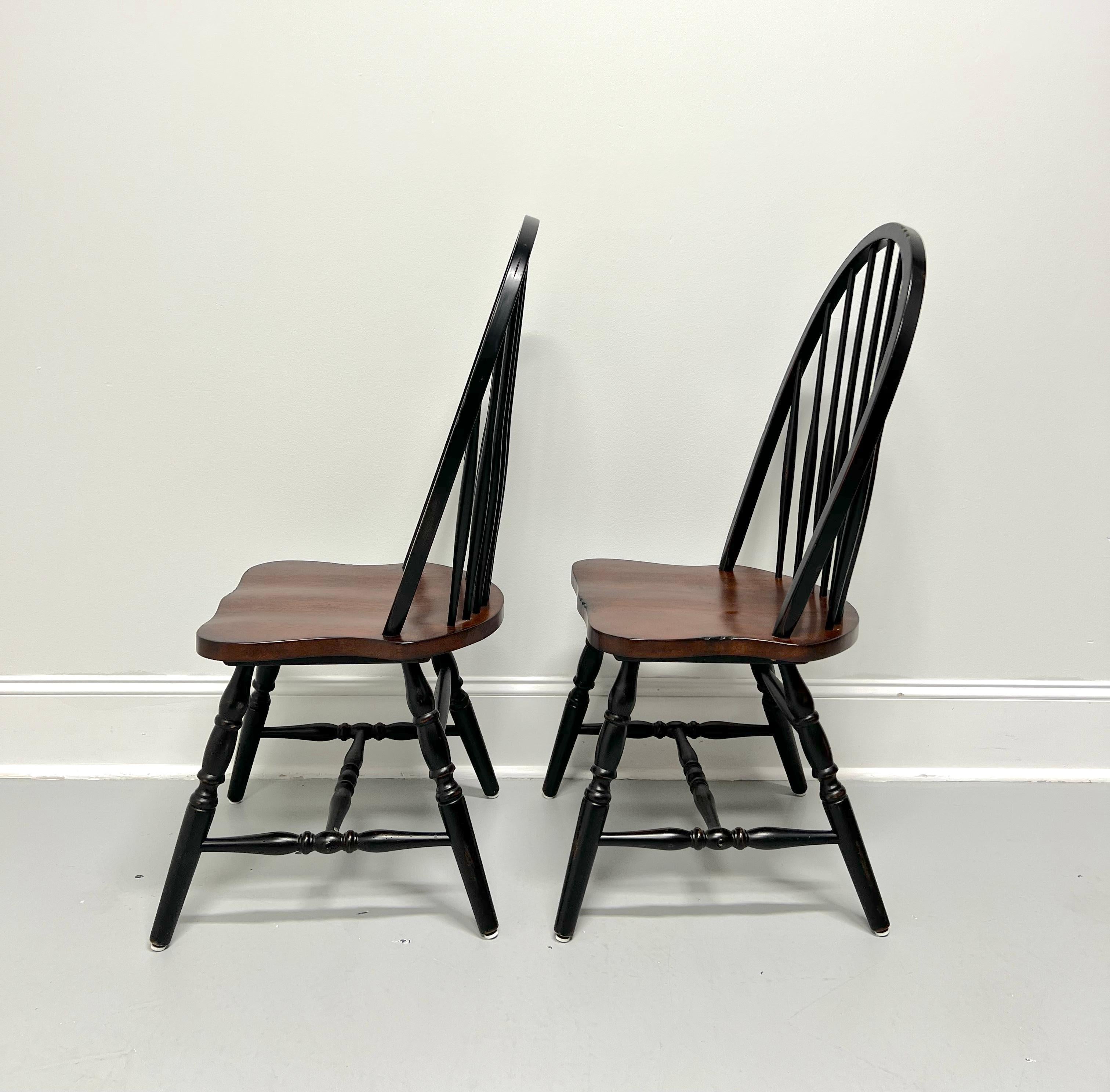 Late 20th Century Distressed Black Windsor Side Chairs - Pair A In Good Condition For Sale In Charlotte, NC
