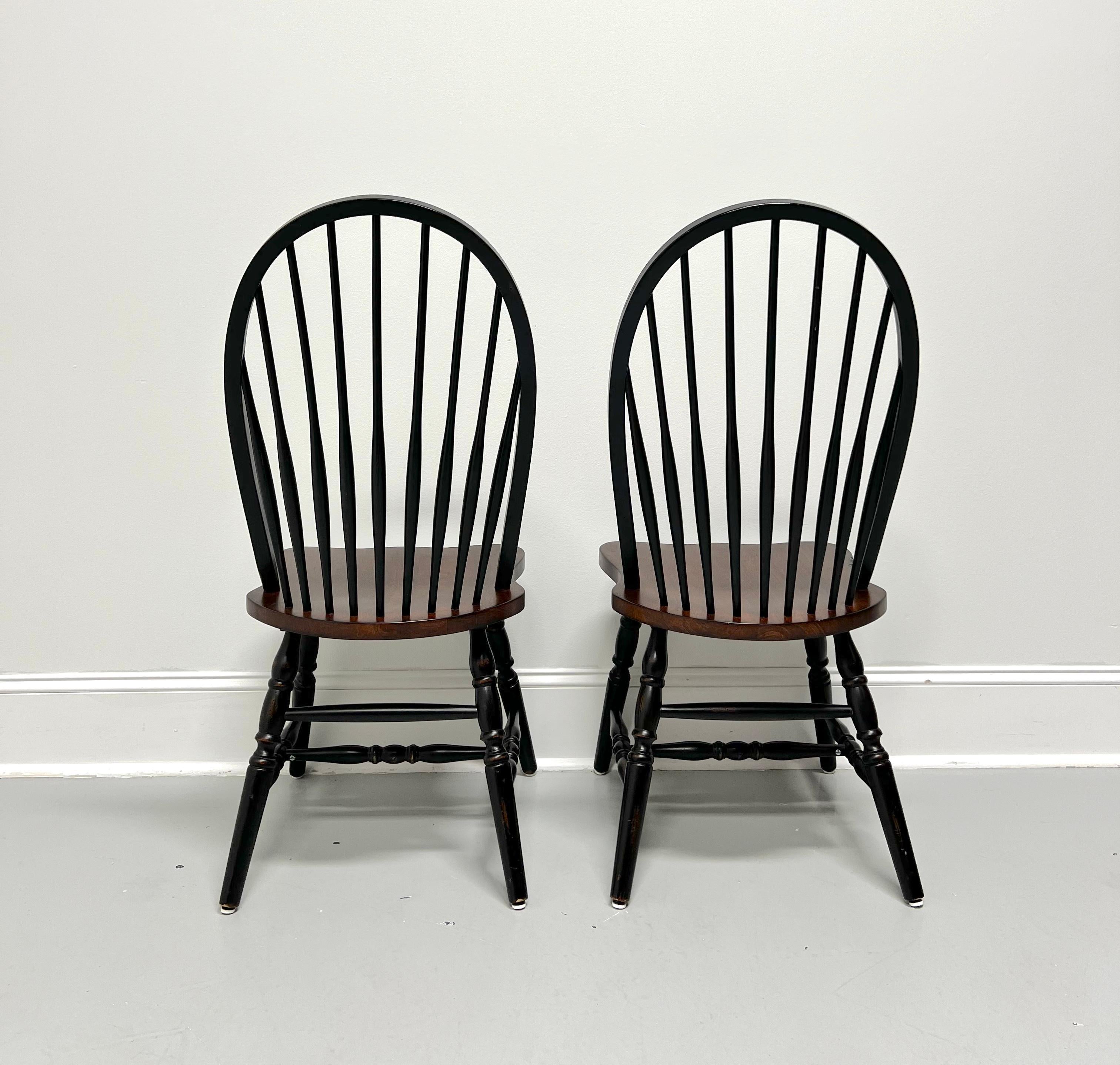 American Late 20th Century Distressed Black Windsor Side Chairs - Pair B For Sale