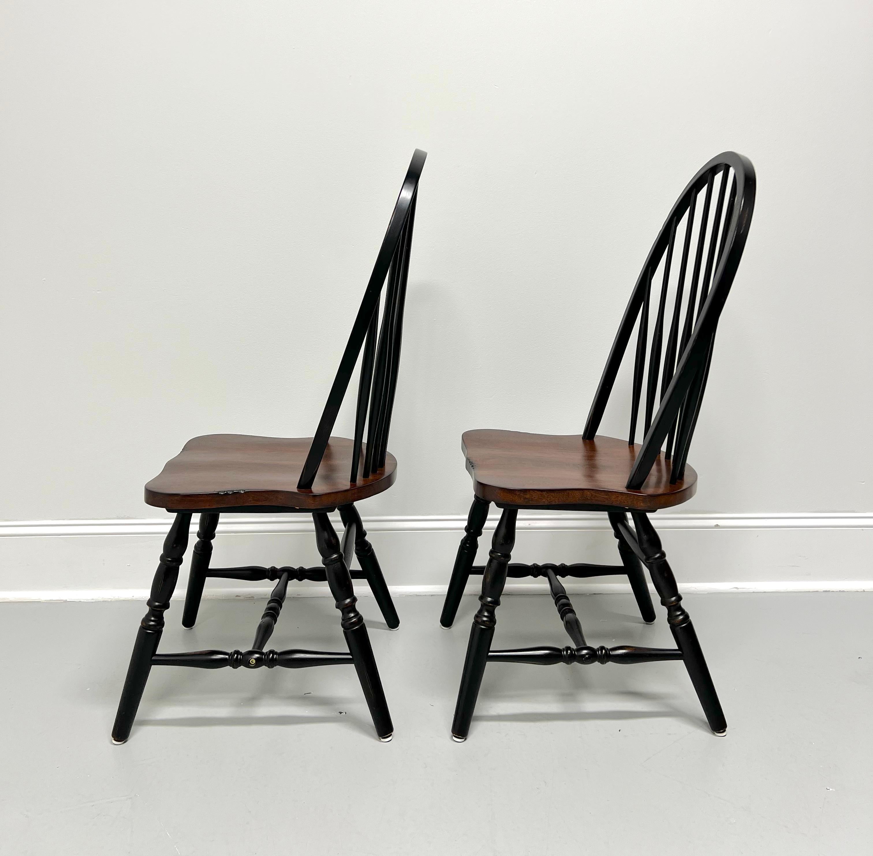 Late 20th Century Distressed Black Windsor Side Chairs - Pair B In Good Condition For Sale In Charlotte, NC