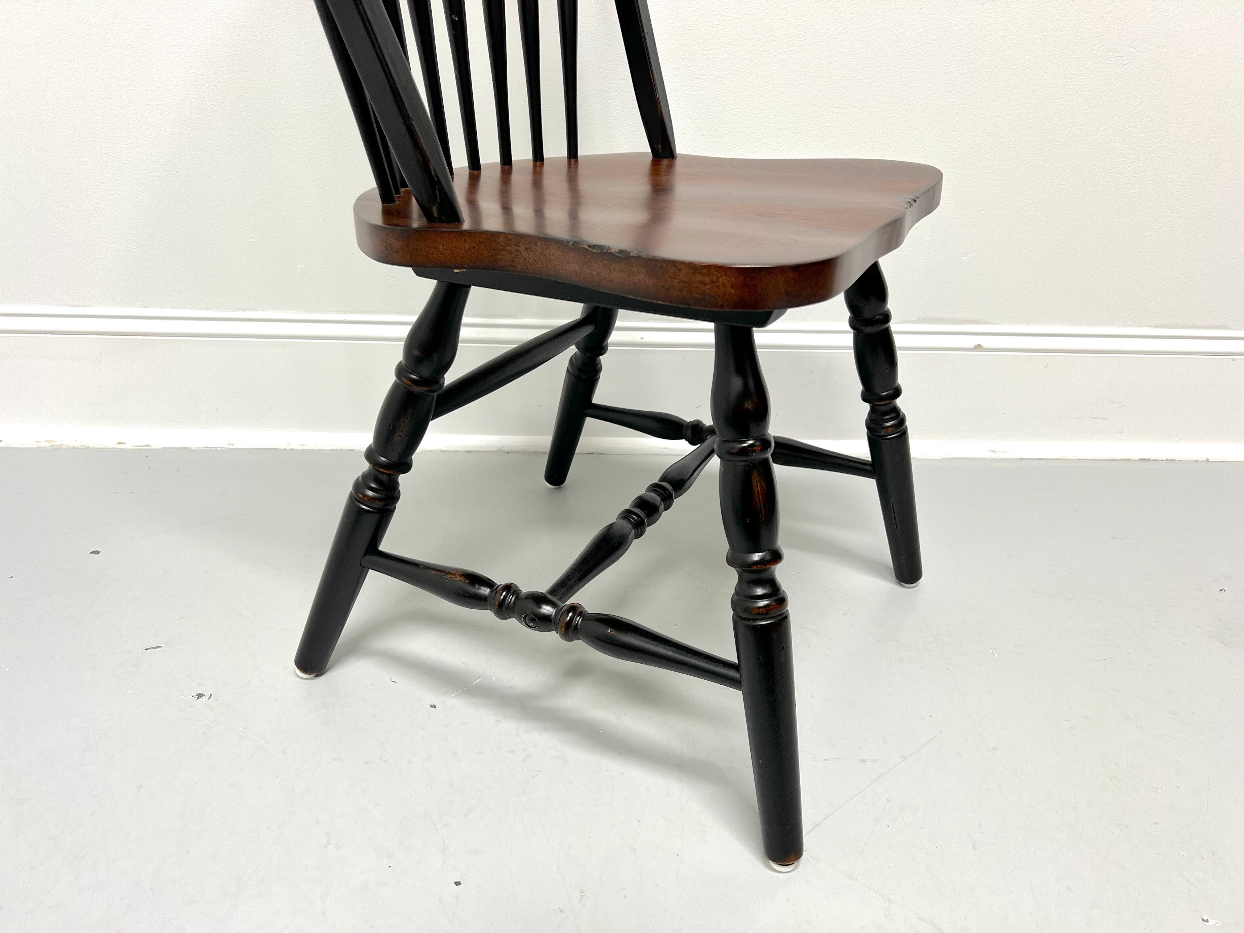 Late 20th Century Distressed Black Windsor Side Chairs - Pair B For Sale 2