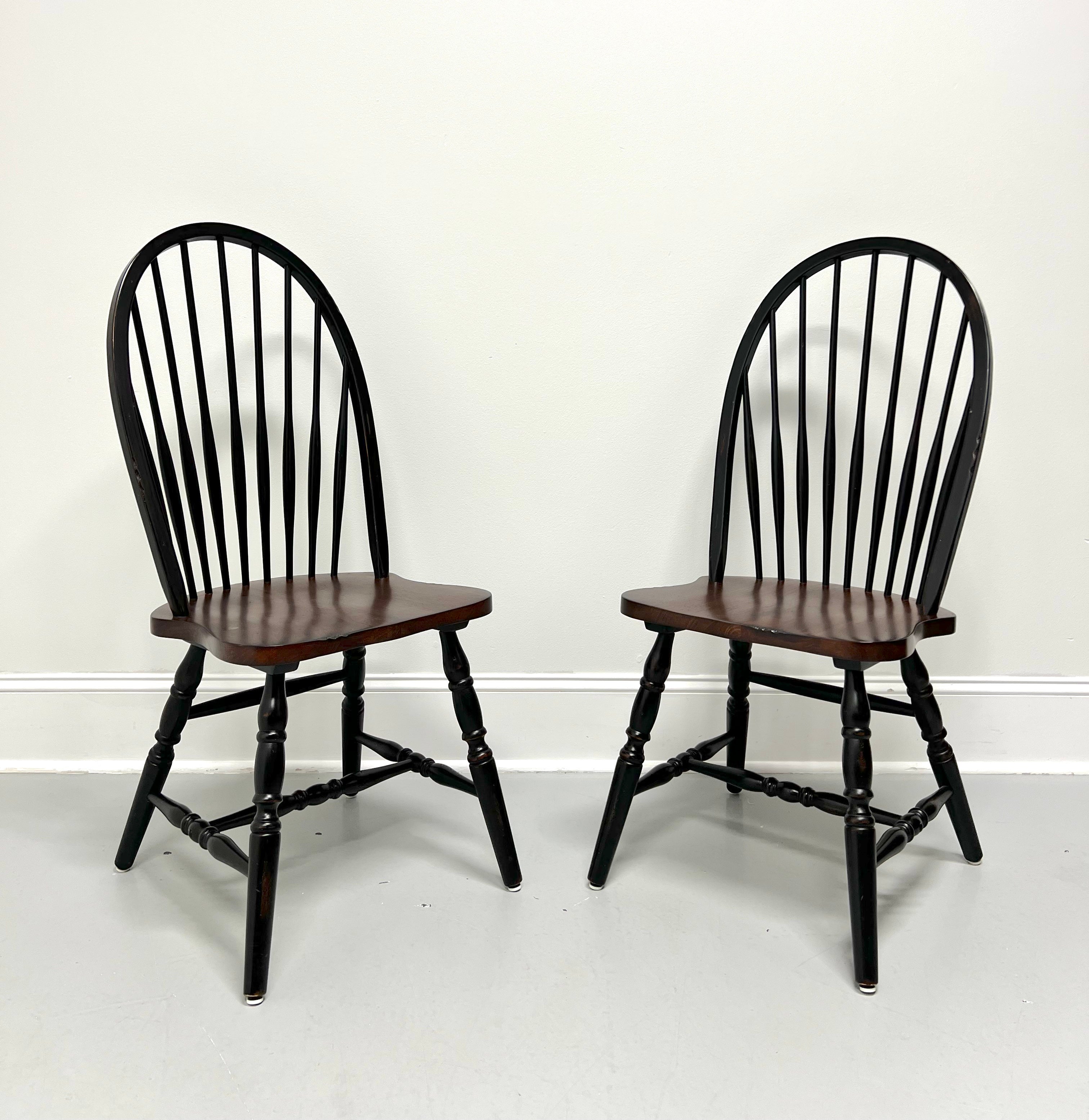 Late 20th Century Distressed Black Windsor Side Chairs - Pair B For Sale
