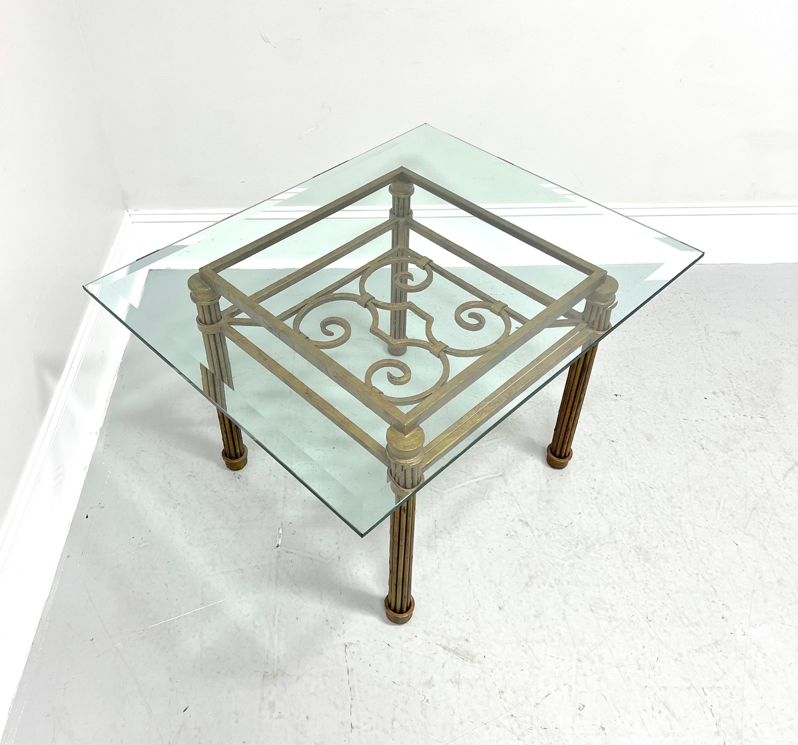 Late 20th Century Distressed Cast Metal Glass Top Coffee Cocktail Table For Sale 4