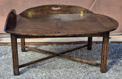Late 20th Century Distressed Walnut Chippendale Style Butler's Tray Table