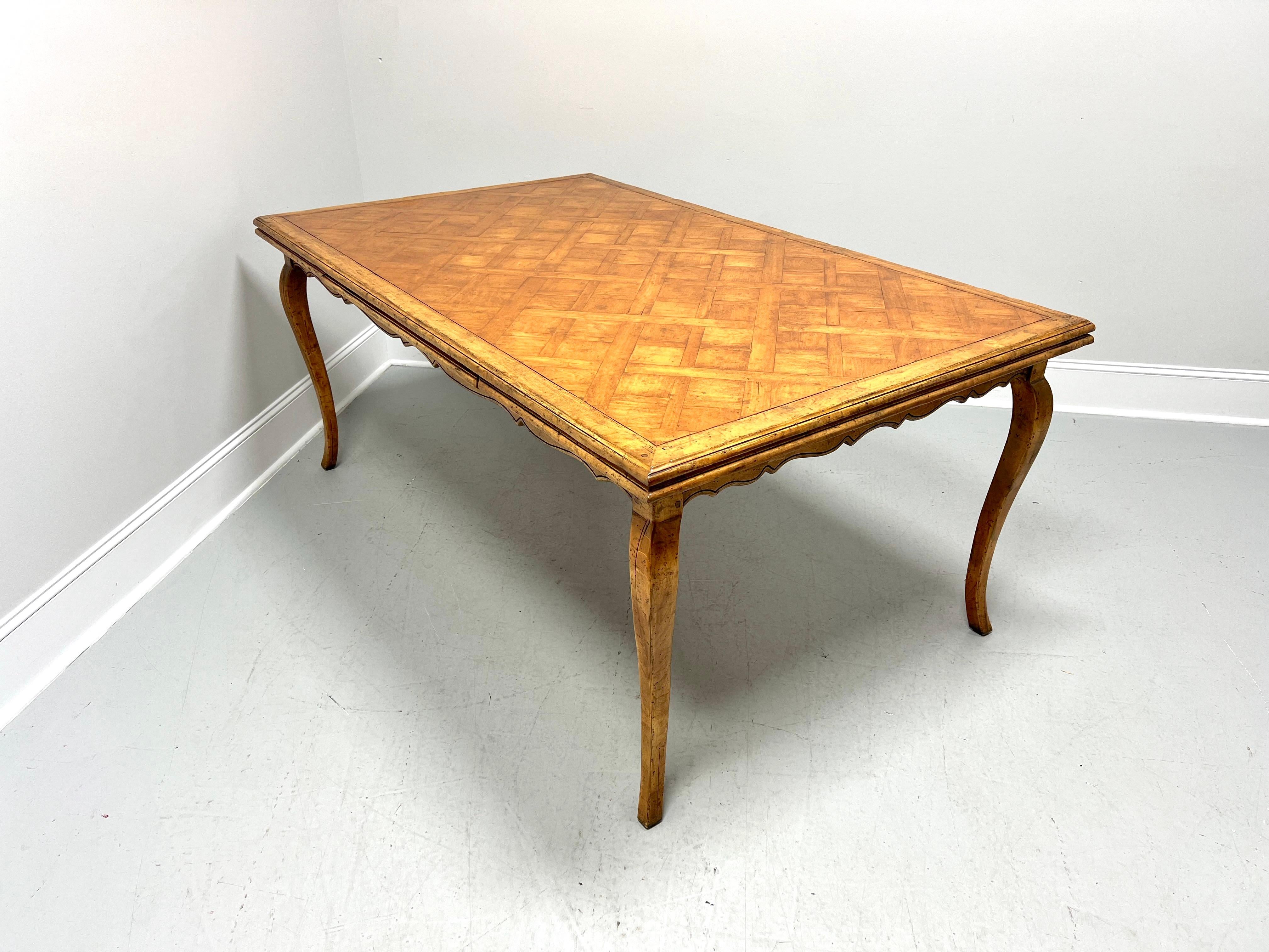 Late 20th Century Distressed Wood French Country Parquetry Drawtop Dining Table For Sale 7