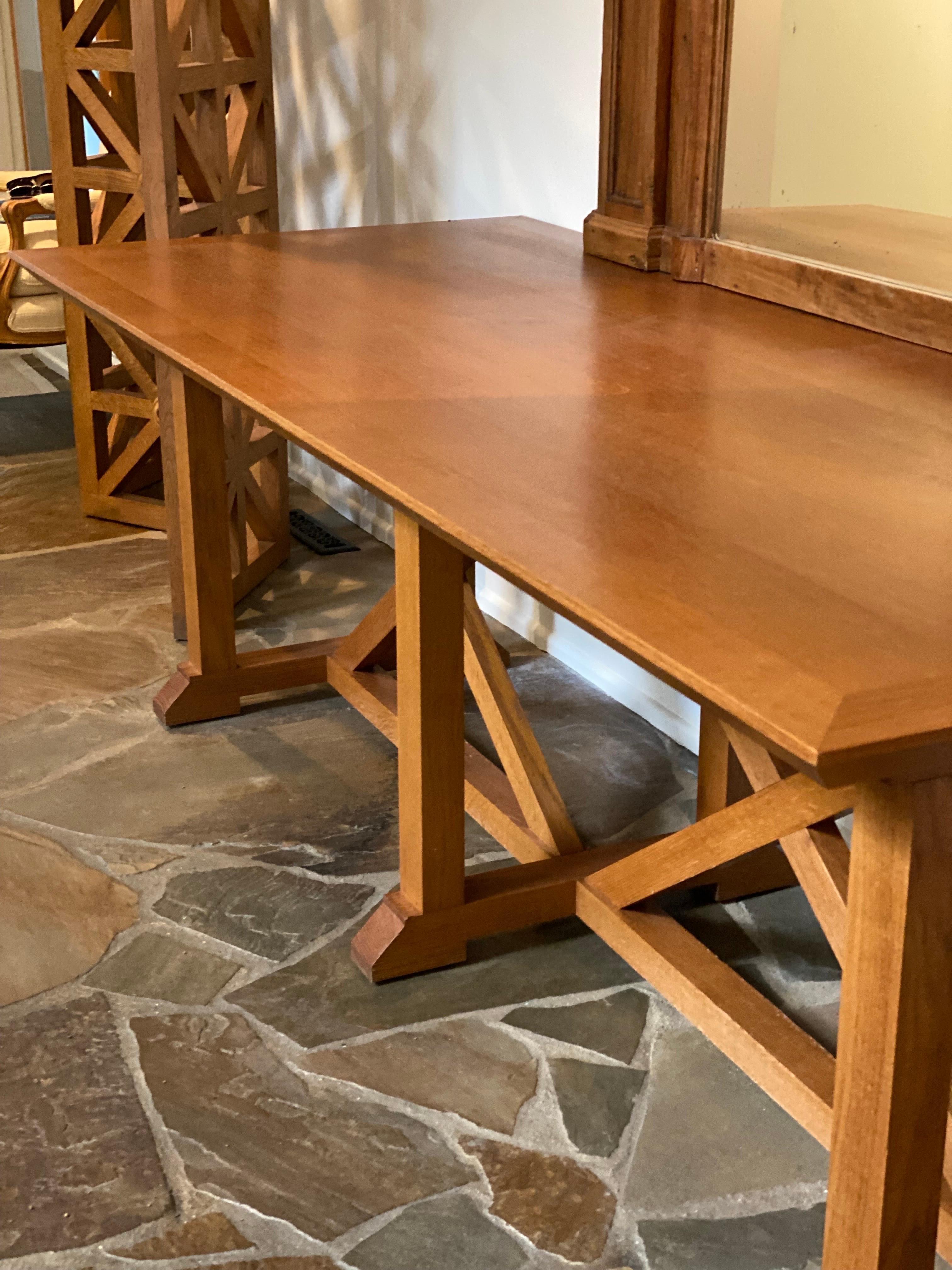 Late 20th Century Double X Base Oak Table attributed to Ralph Lauren Studio For Sale 7