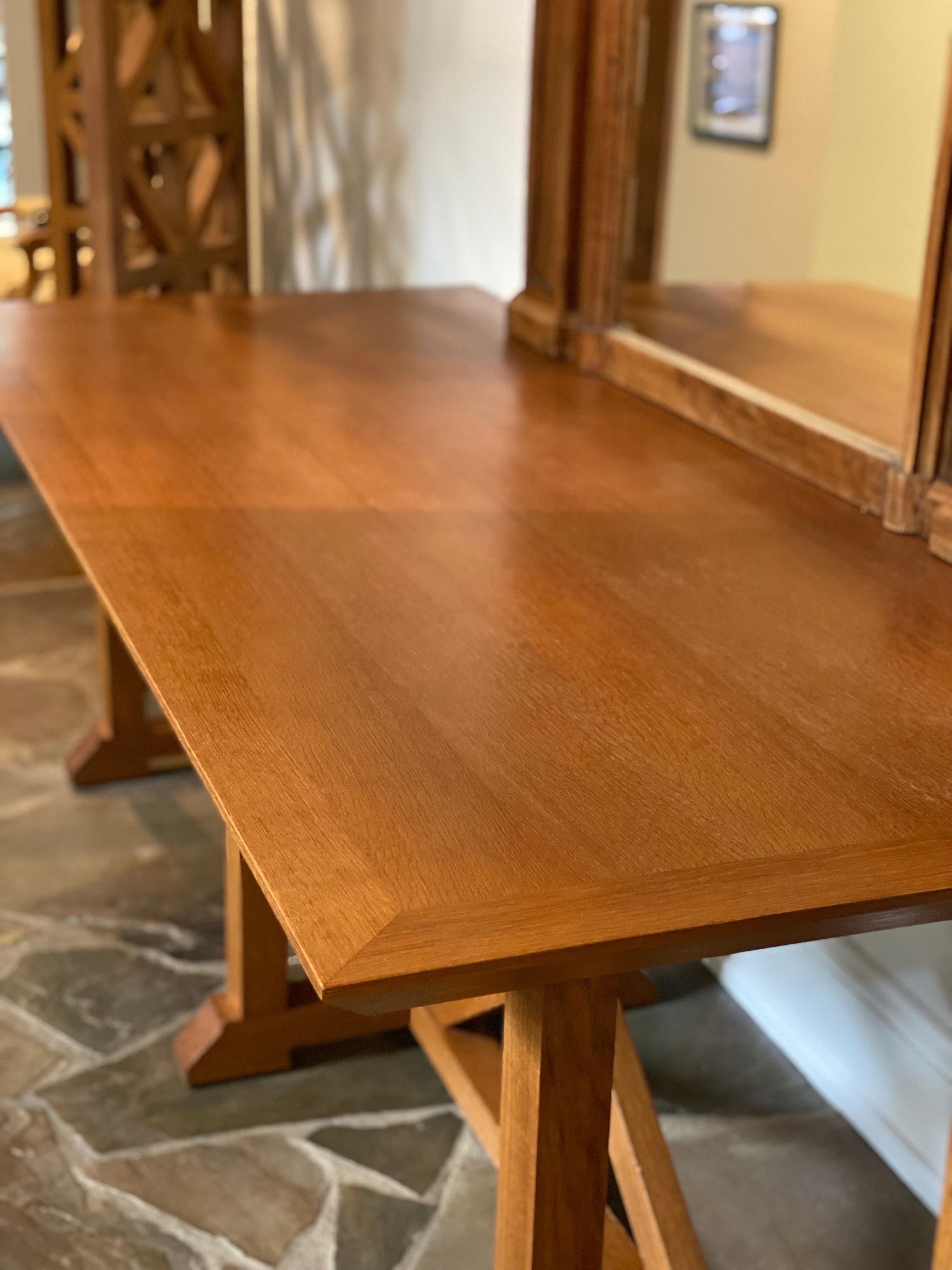 Late 20th Century Double X Base Oak Table attributed to Ralph Lauren Studio For Sale 4